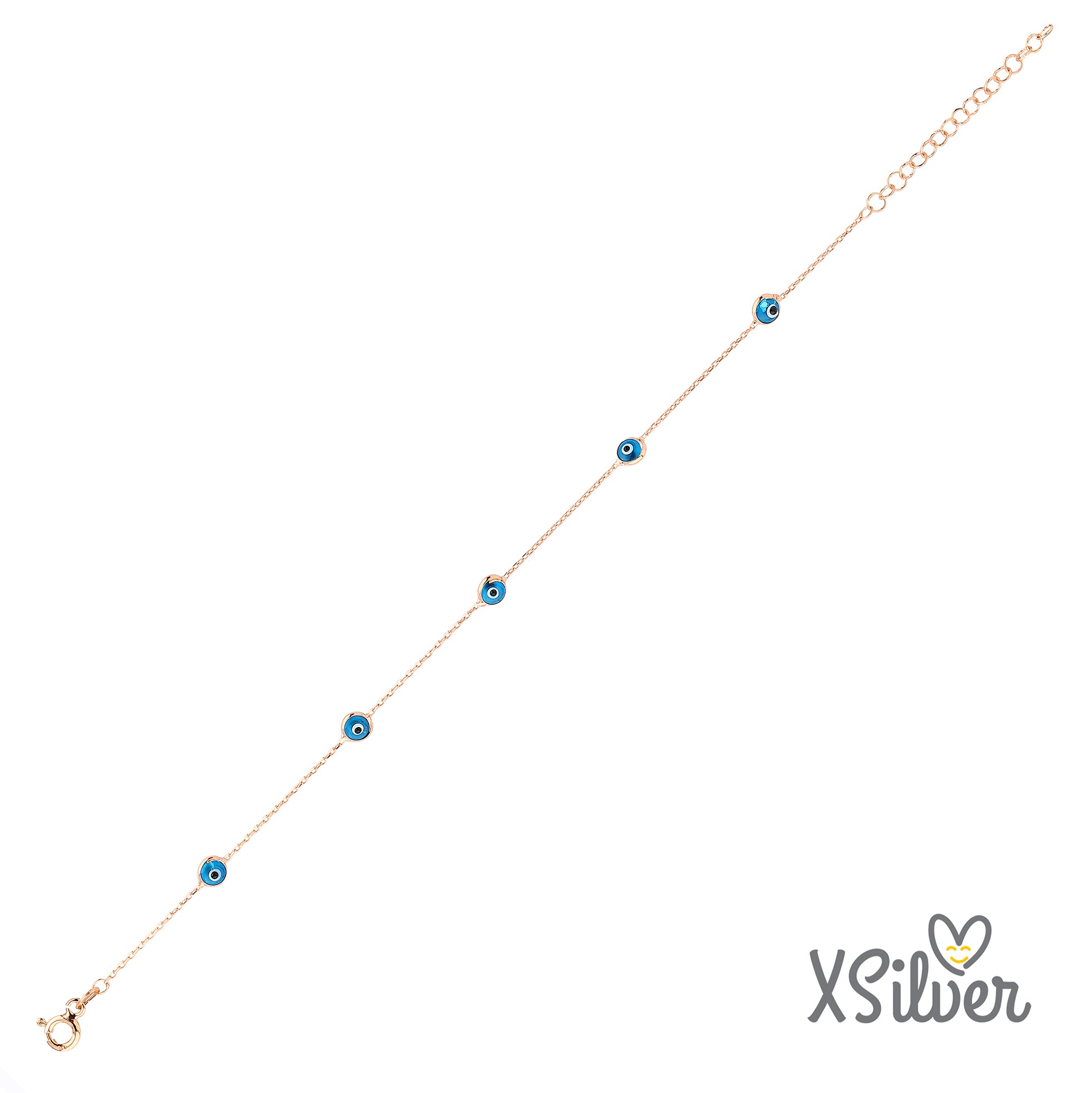 XSilver Nazar Boncuğu Sıra Taşlı 925 Ayar Gümüş Bileklik - www.xsilver.com.tr