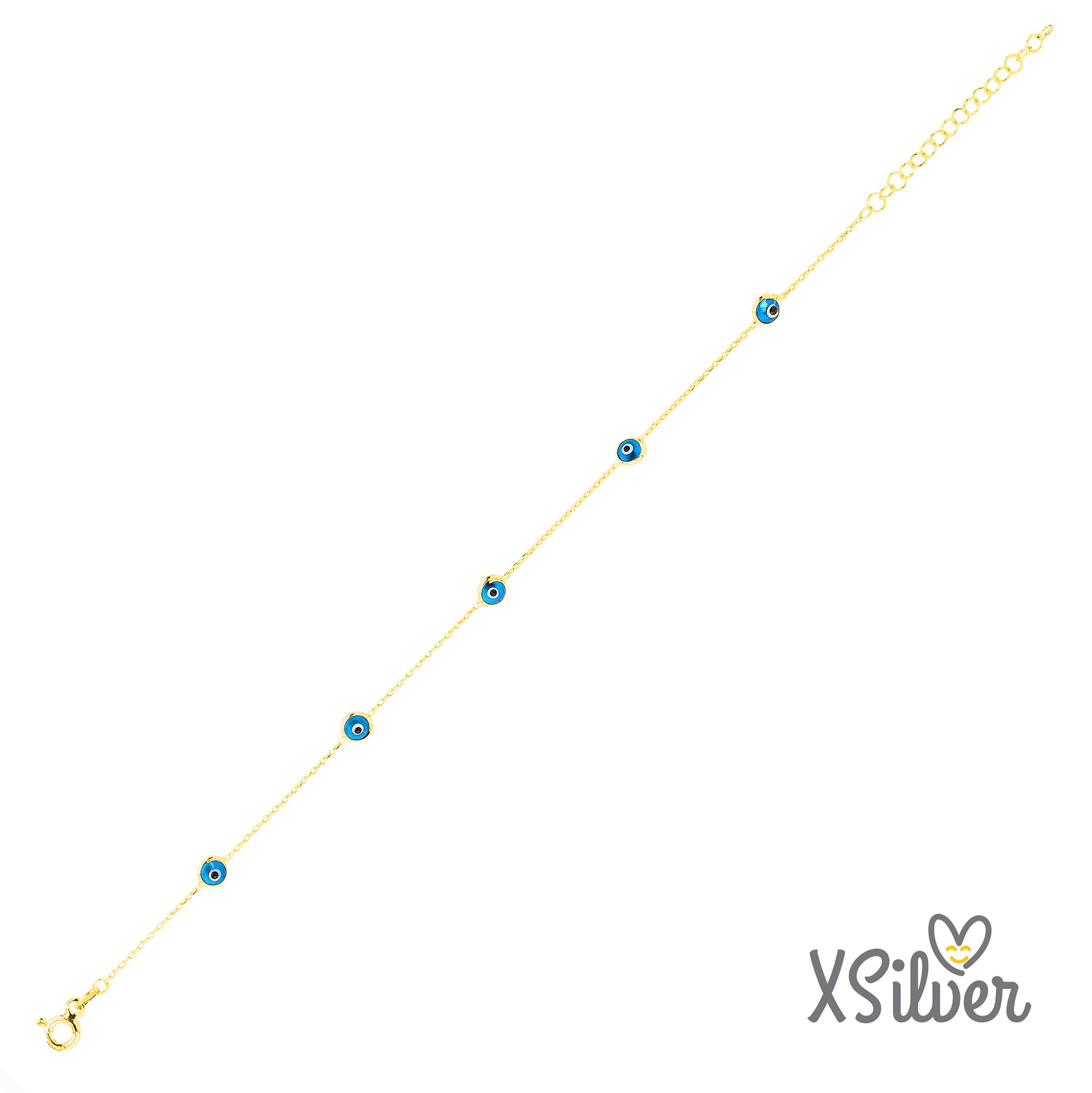 XSilver Nazar Boncuğu Sıra Taşlı 925 Ayar Gümüş Bileklik - www.xsilver.com.tr