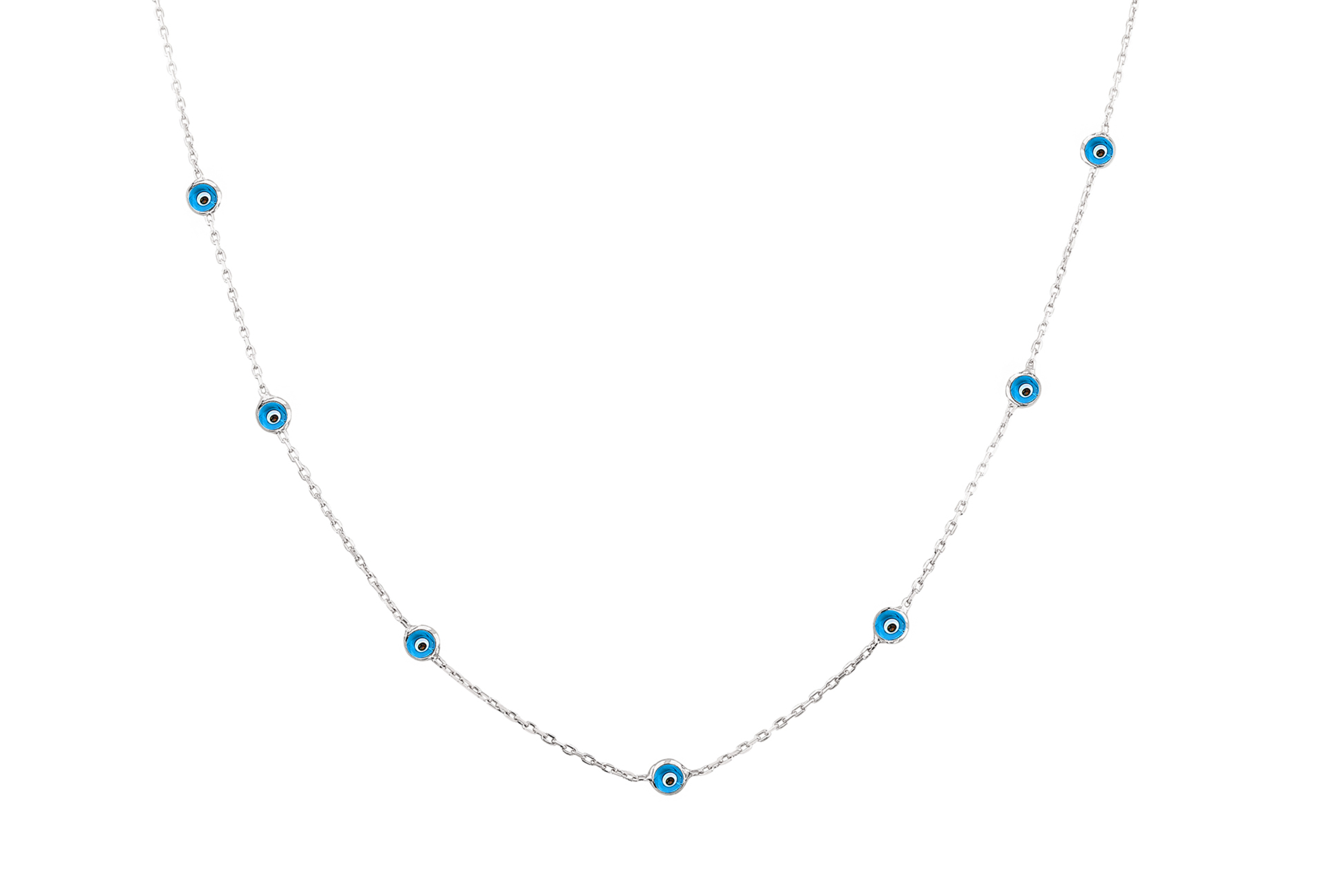 Gümüş Altın Yaldızlı Rose Cam Göz Nazar Gümüş Kolye - www.xsilver.com.tr