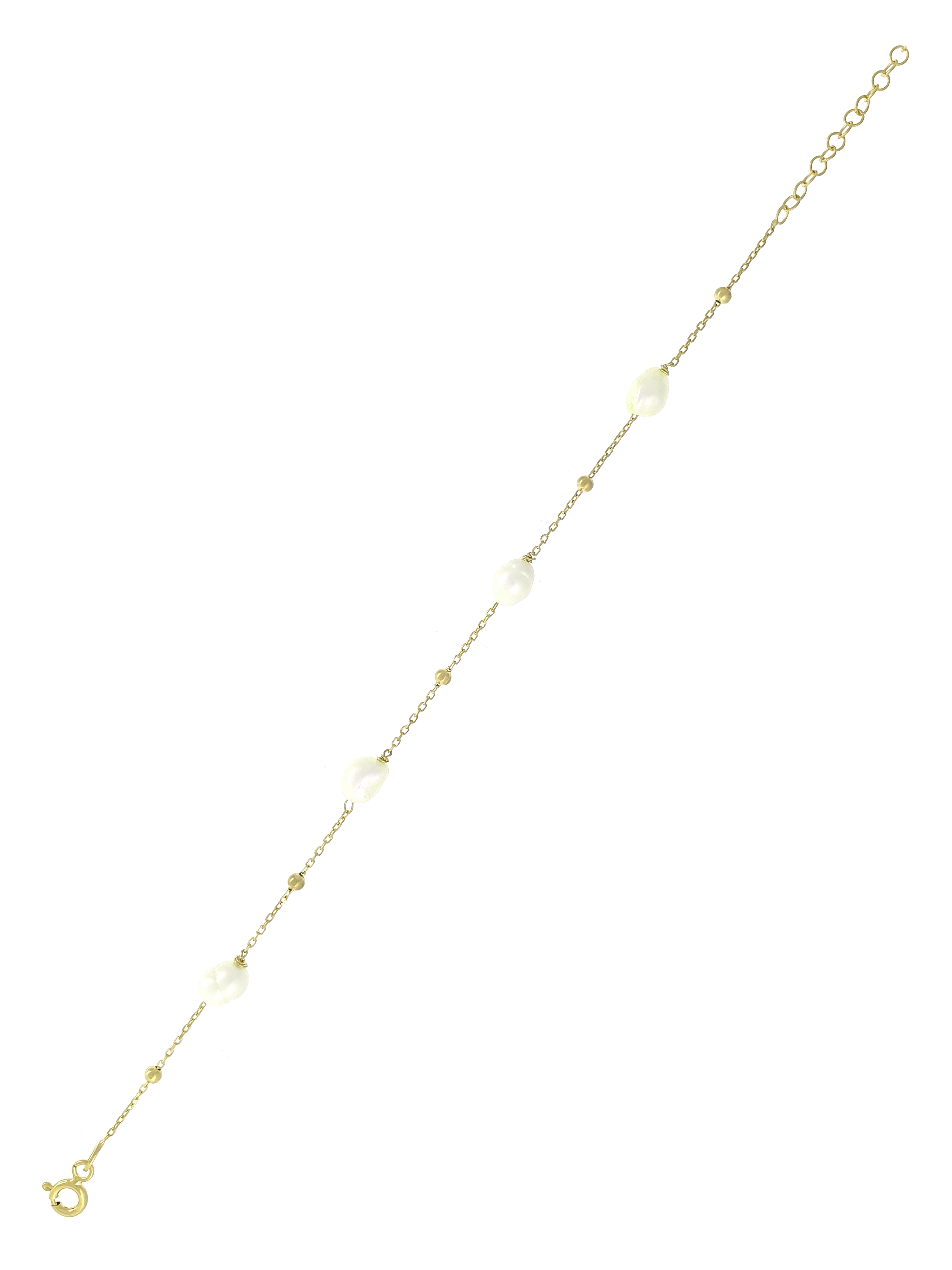 Gümüş Altın Yaldızlı Rose Renk 925 Ayar Gümüş Dorika Toplu İncili Bileklik - www.xsilver.com.tr