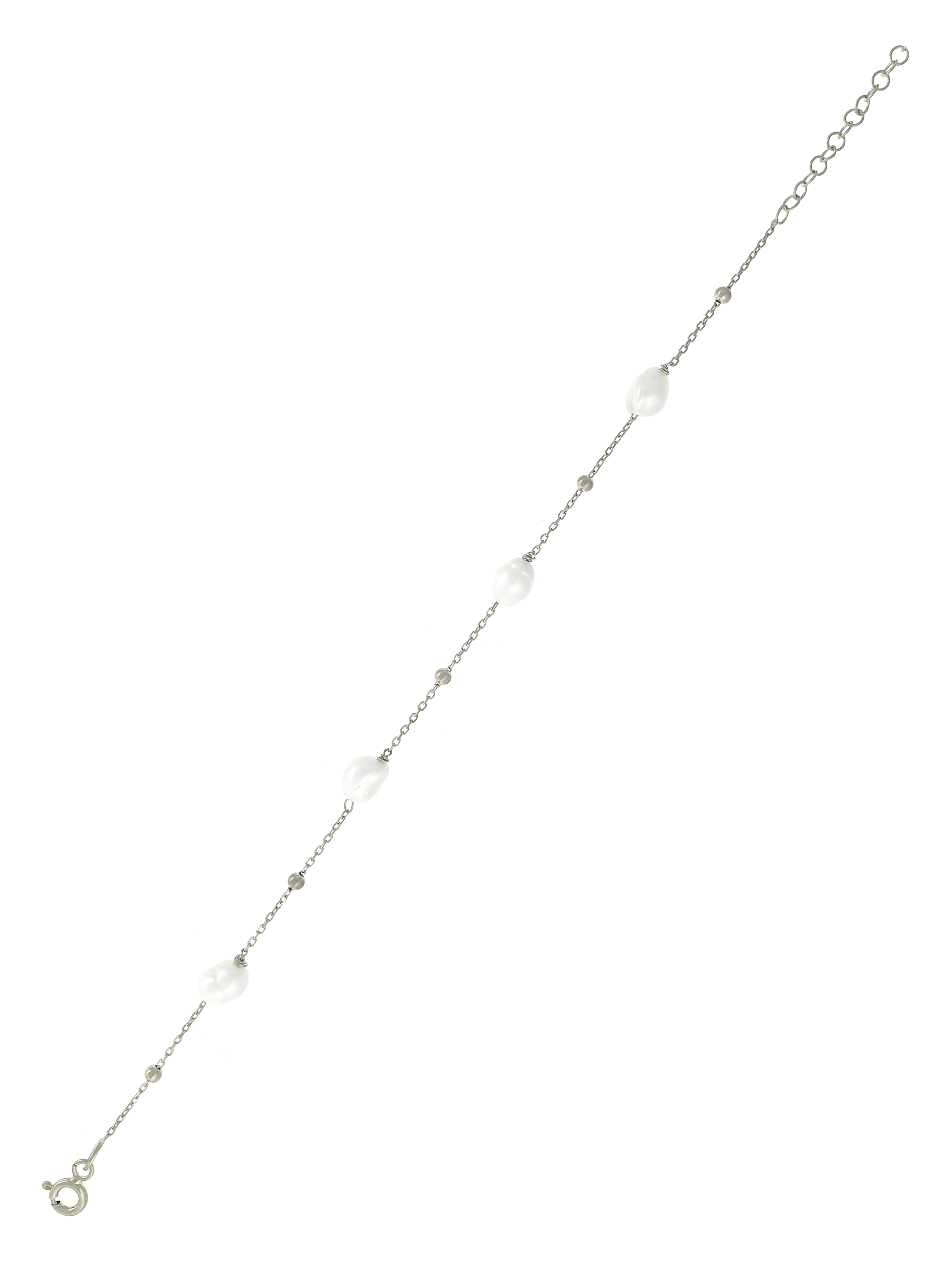 Gümüş Altın Yaldızlı Rose Renk 925 Ayar Gümüş Dorika Toplu İncili Bileklik - www.xsilver.com.tr