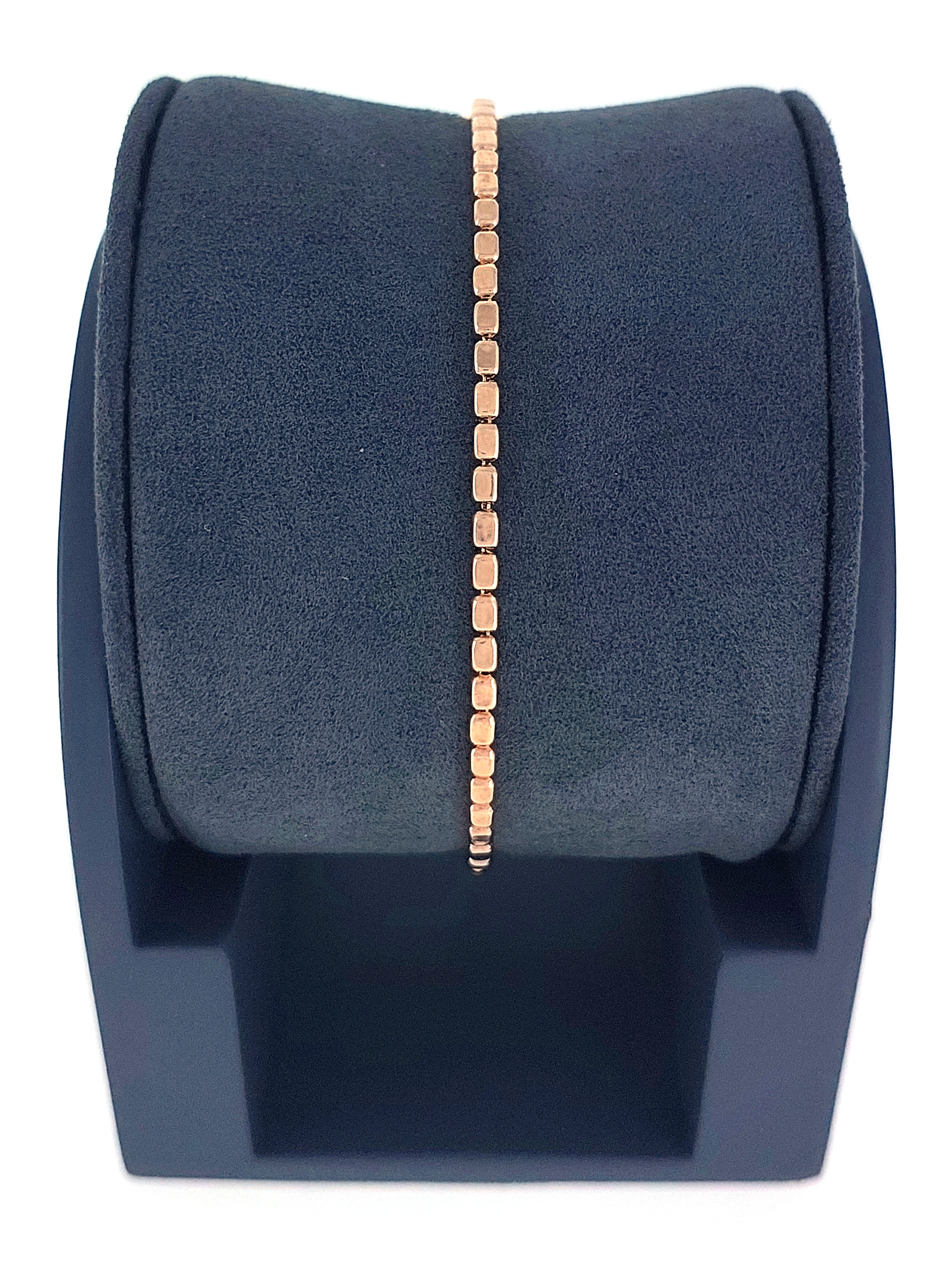 Gümüş Altın Yaldızlı Rose Renk 925 Ayar Gümüş Küp Zincir Bileklik - www.xsilver.com.tr