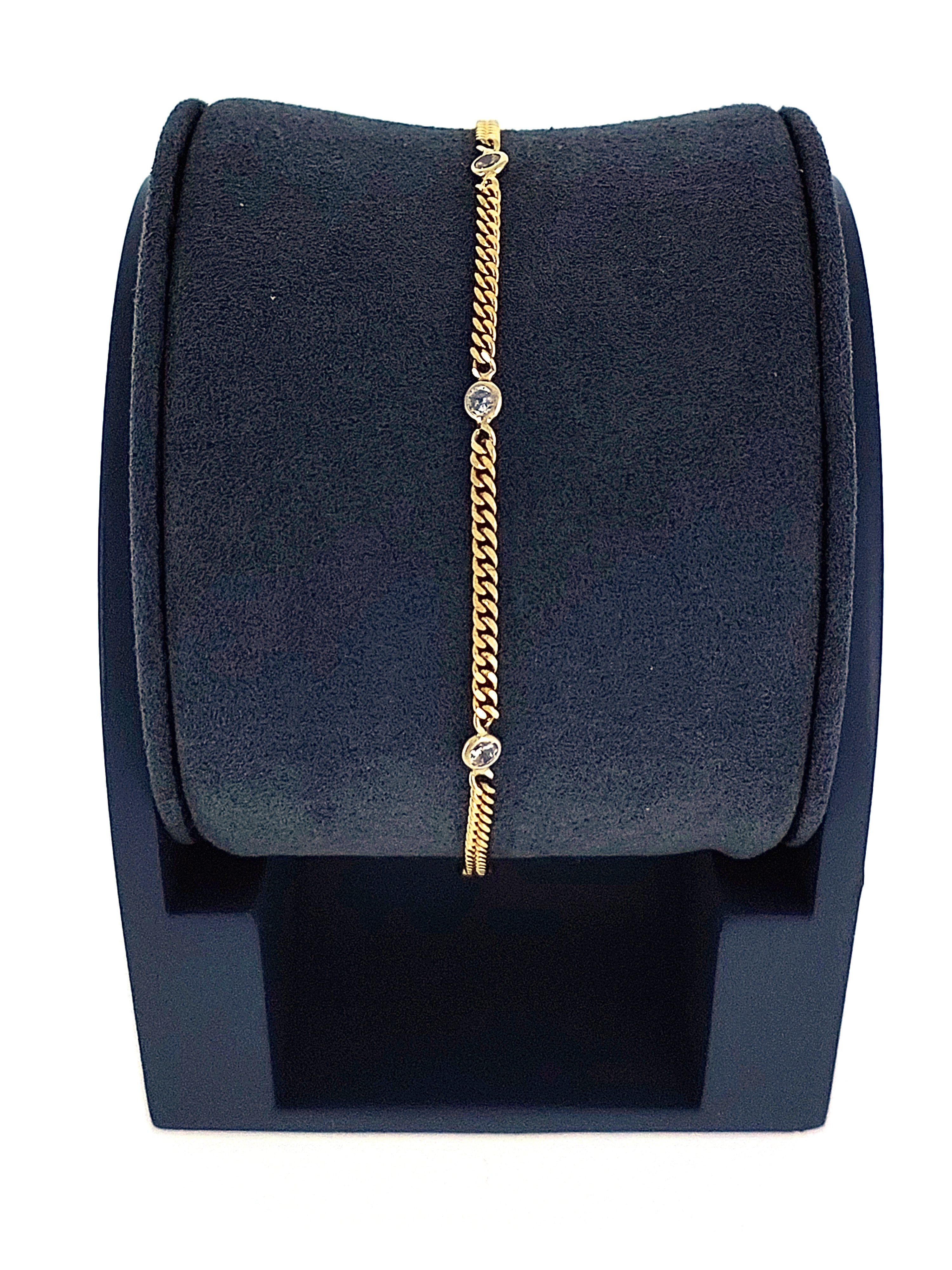 Gümüş Altın Yaldızlı Rose Renk 925 Ayar Gümüş Sıra Taşlı Gurmet Zincir Bileklik - www.xsilver.com.tr