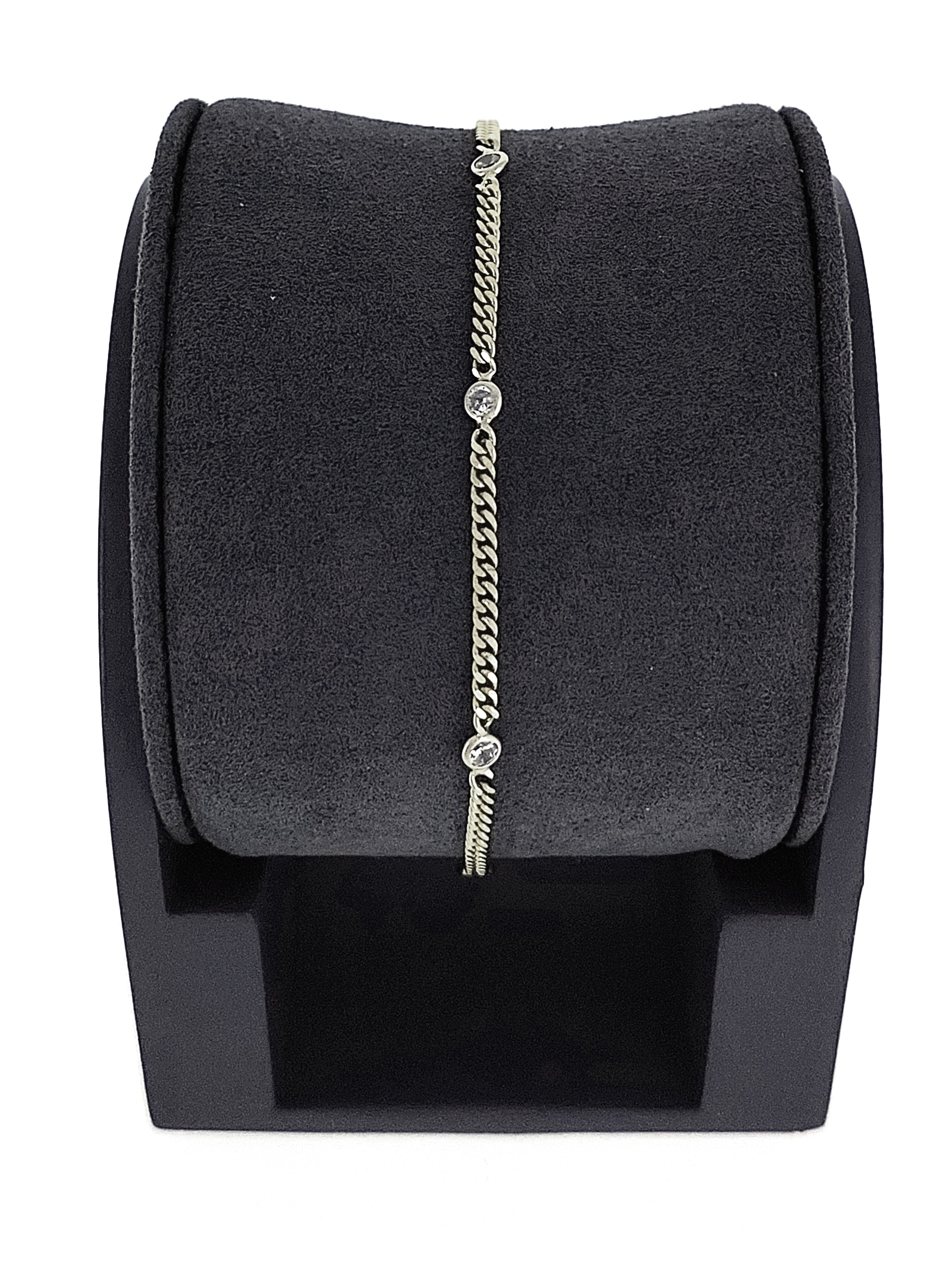 Gümüş Altın Yaldızlı Rose Renk 925 Ayar Gümüş Sıra Taşlı Gurmet Zincir Bileklik - www.xsilver.com.tr