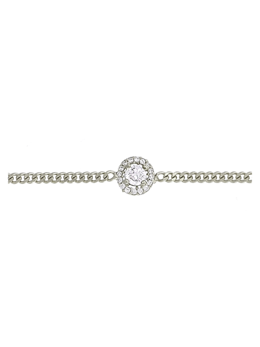 Gümüş Altın Yaldızlı Rose Renk 925 Ayar Gümüş Taşlı Daire İçerisinde 4mm Tek Taş Gurmet Zincir Bileklik - www.xsilver.com.tr