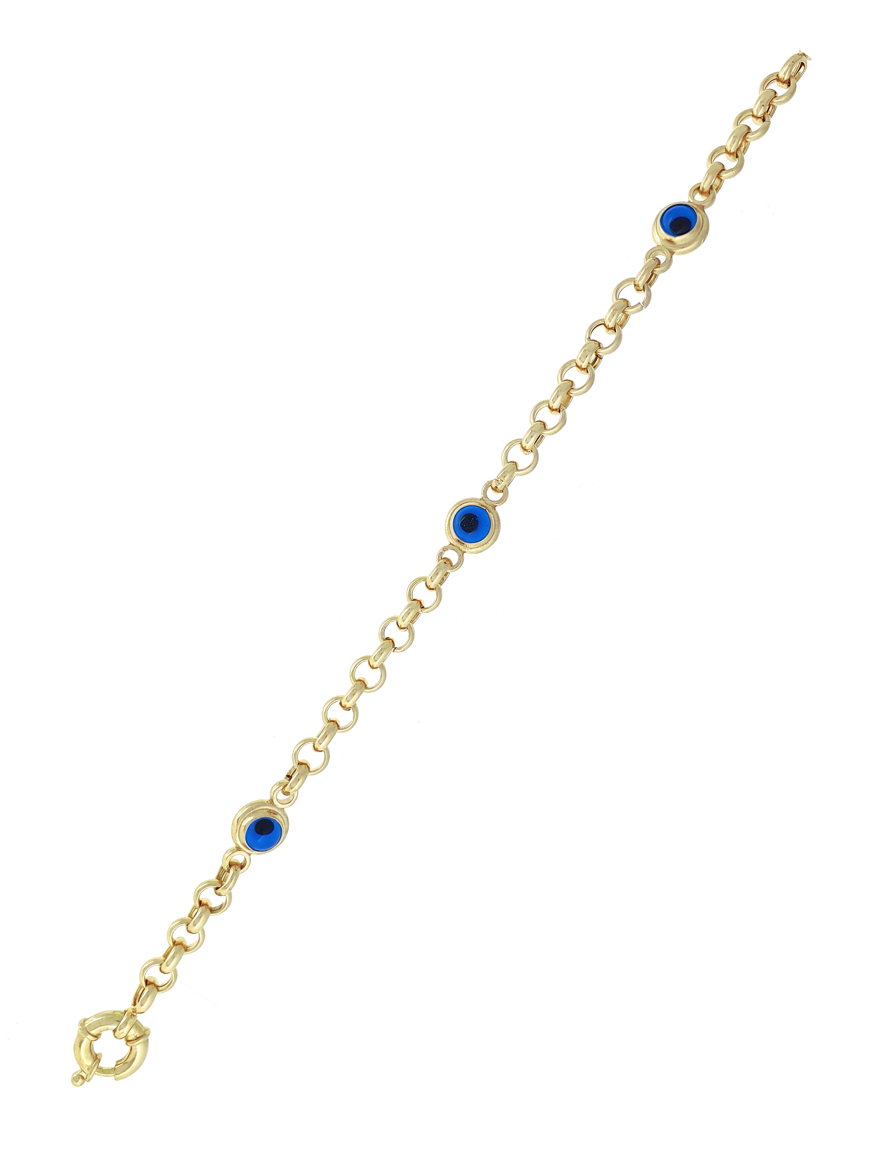 Gümüş Altın Yaldızlı Rose Renk 925 Ayar Gümüş Cam Göz Nazar Bileklik - www.xsilver.com.tr