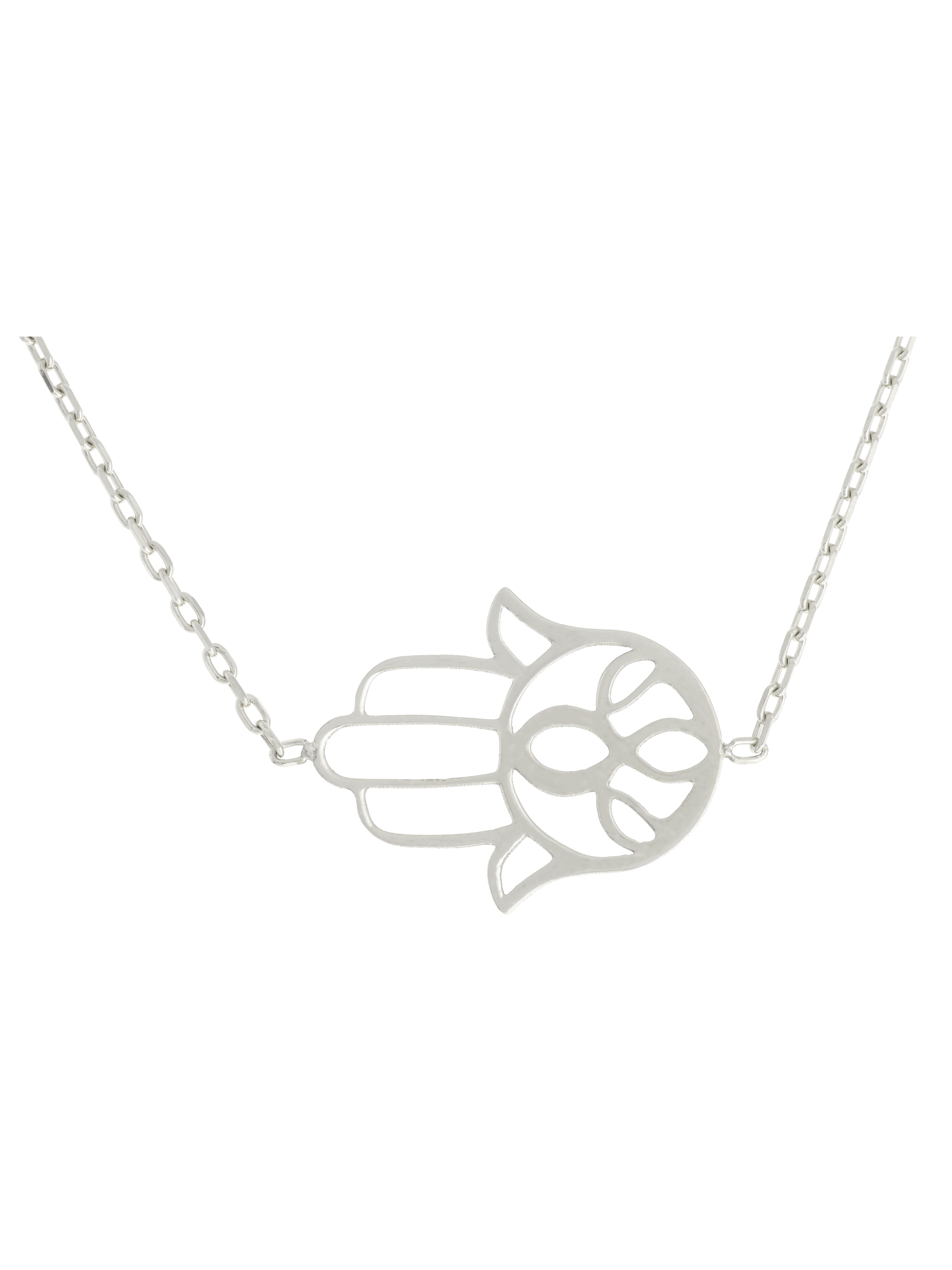 Gümüş Altın Yaldızlı Rose Renk 925 Ayar Gümüş Cam Göz Fatma Ana Eli Kolye - www.xsilver.com.tr