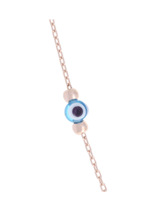 Gümüş Altın Yaldızlı Rose Renk 925 Ayar Gümüş Cam Göz Fatma Ana Eli Kolye - www.xsilver.com.tr