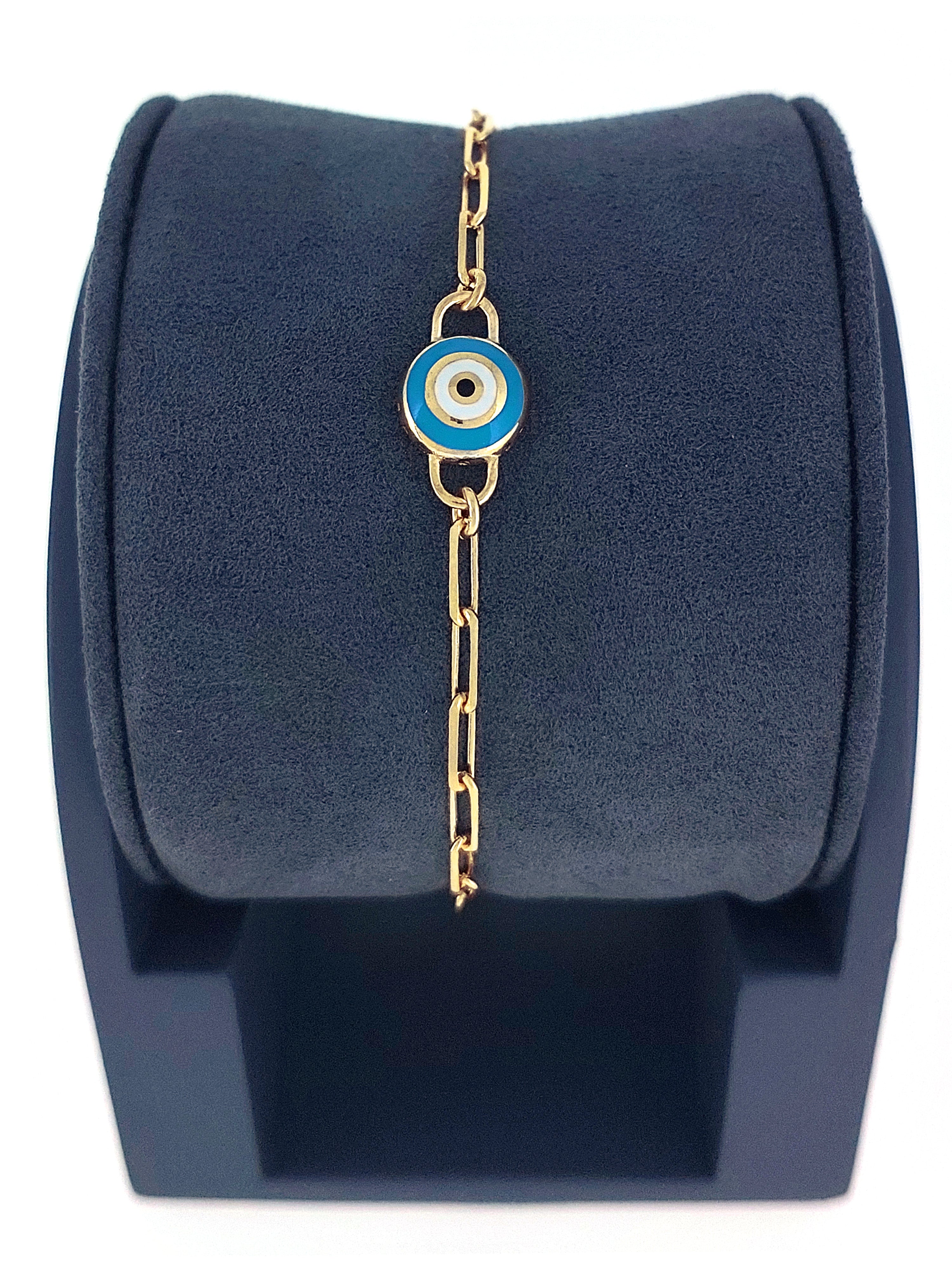 Gümüş Altın Yaldızlı Rose Renk 925 Ayar Gümüş Turkuaz Mineli Göz Nazar Ataç Zincir Bileklik - www.xsilver.com.tr