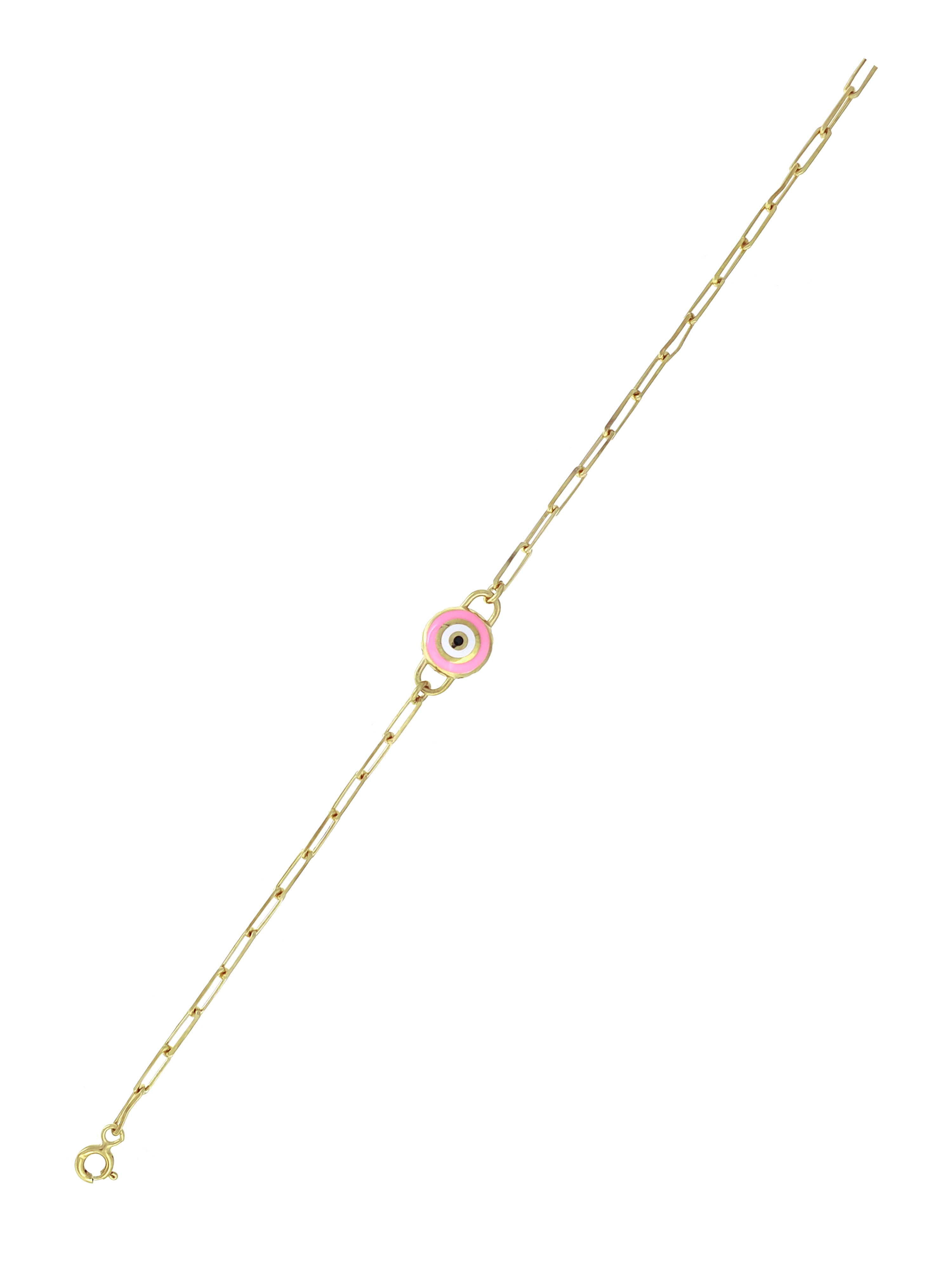 Gümüş Altın Yaldızlı Rose Renk 925 Ayar Gümüş Pembe Mineli Göz Nazar Ataç Zincir Bileklik - www.xsilver.com.tr