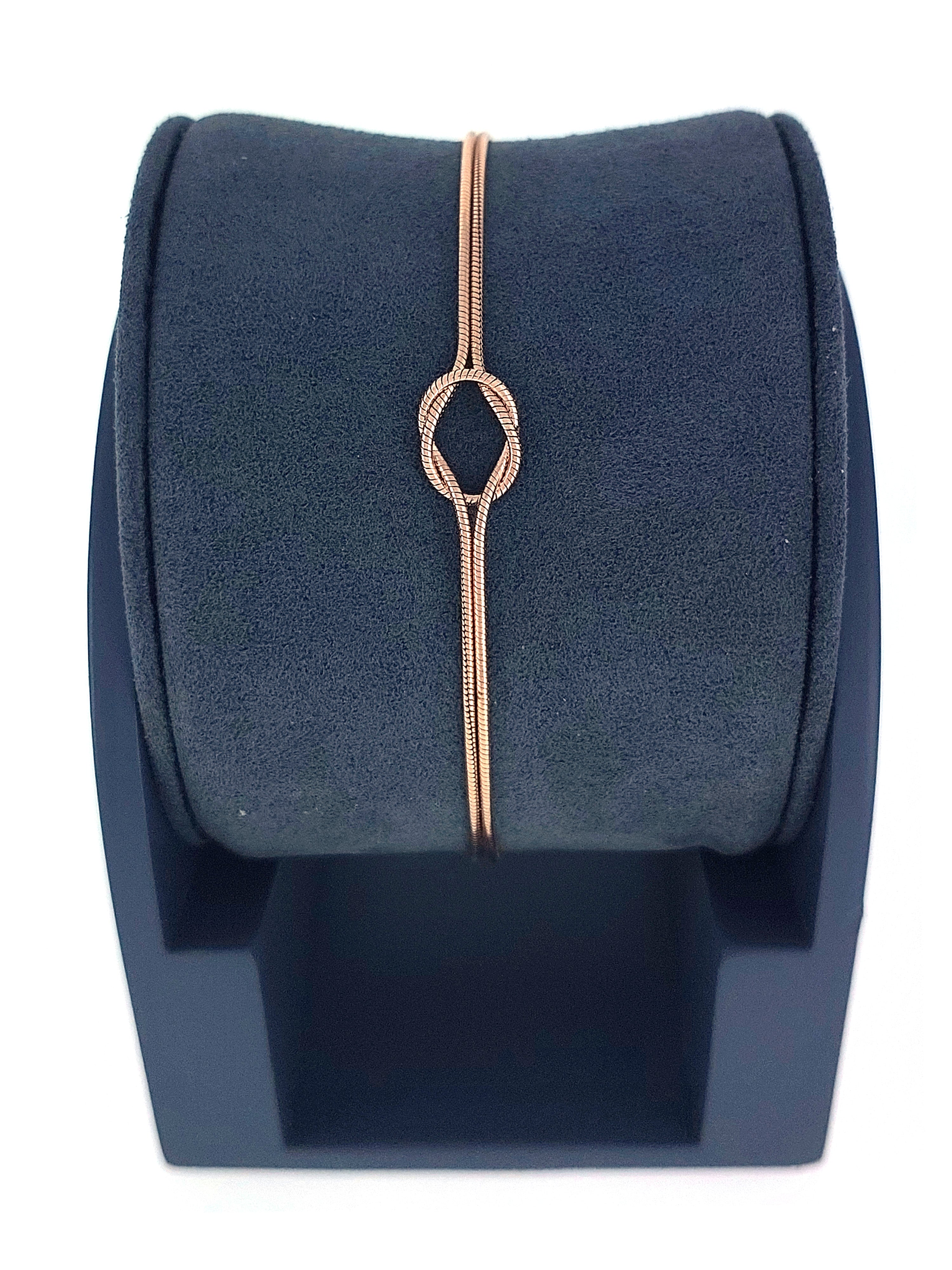 Gümüş Altın Yaldızlı Rose Renk 925 Ayar Gümüş Aşk Düğümü Bileklik - www.xsilver.com.tr