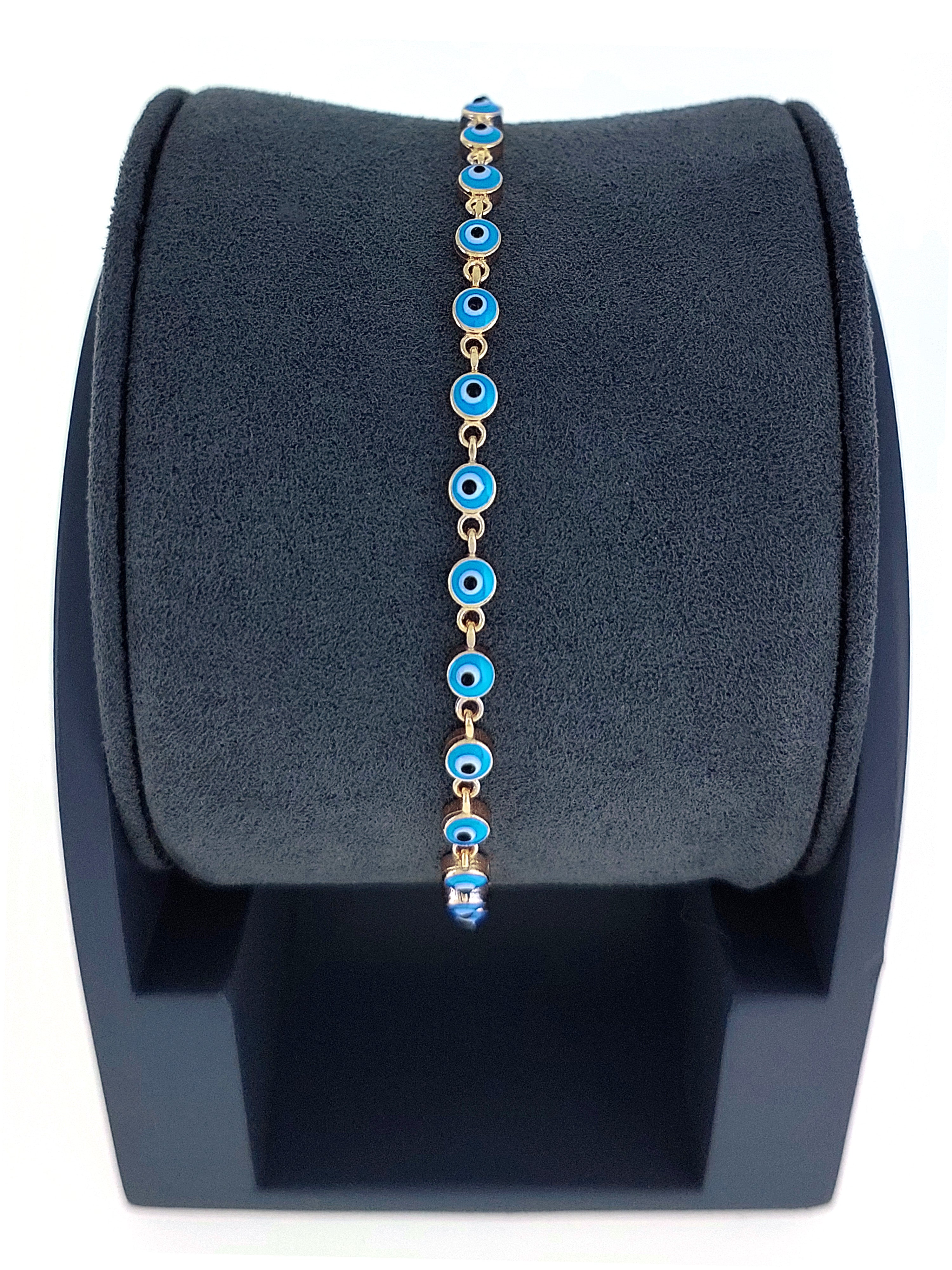 Gümüş Altın Yaldızlı Rose Renk 925 Ayar Gümüş Turkuaz Mineli Göz Nazar Bileklik - www.xsilver.com.tr