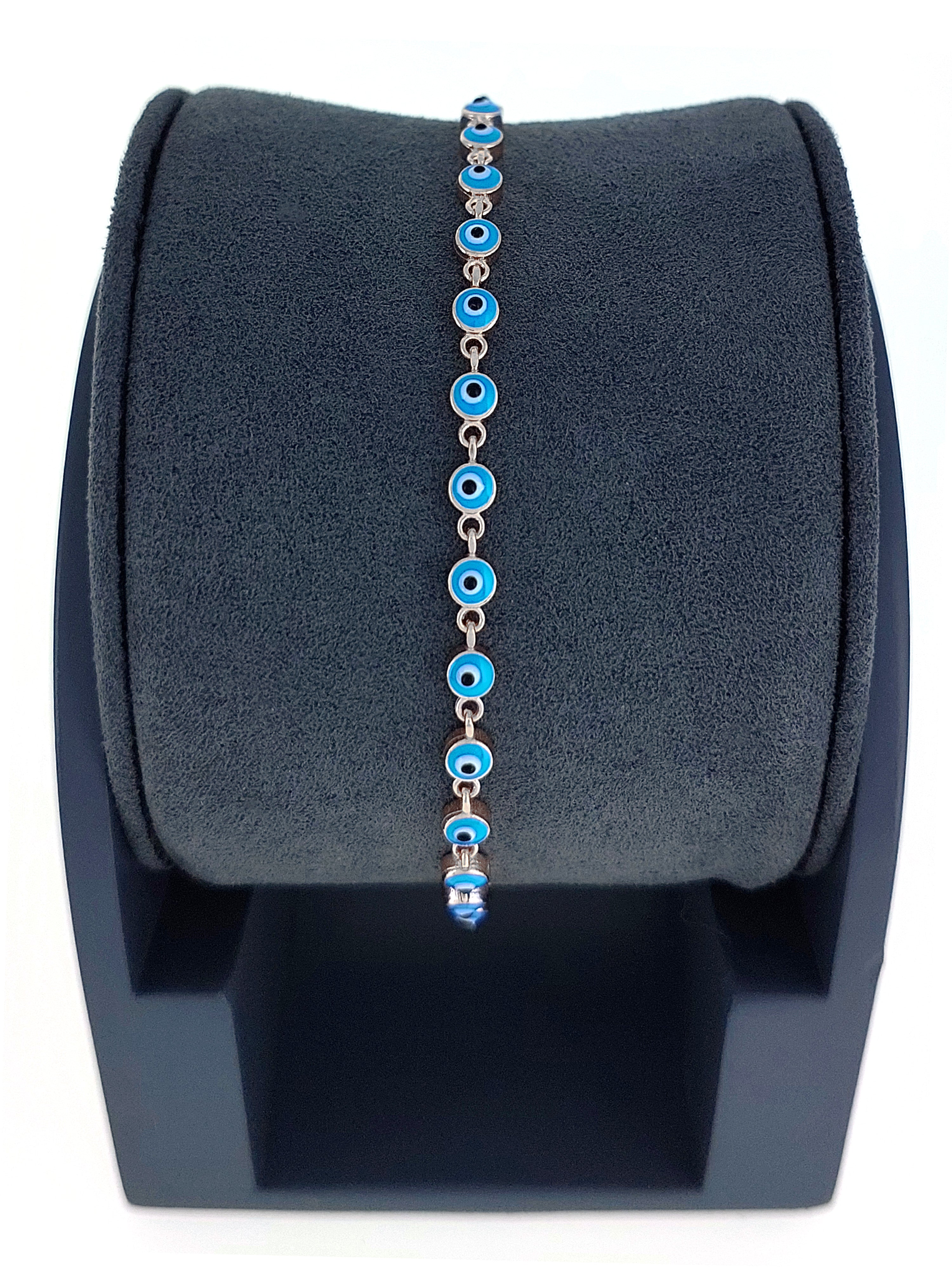 Gümüş Altın Yaldızlı Rose Renk 925 Ayar Gümüş Turkuaz Mineli Göz Nazar Bileklik - www.xsilver.com.tr