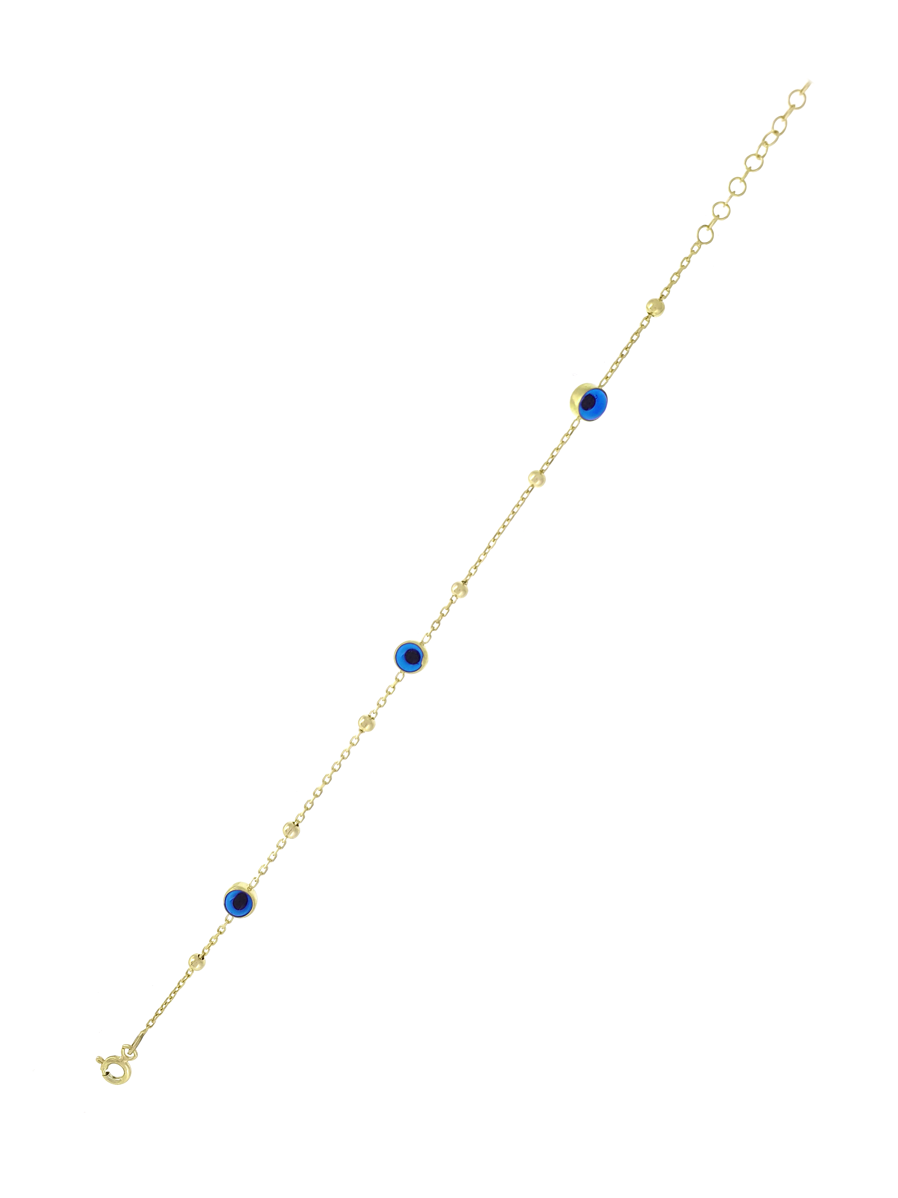 Gümüş Altın Yaldızlı Rose Renk 925 Ayar Gümüş Cam Göz Dorika Toplu Bileklik - www.xsilver.com.tr