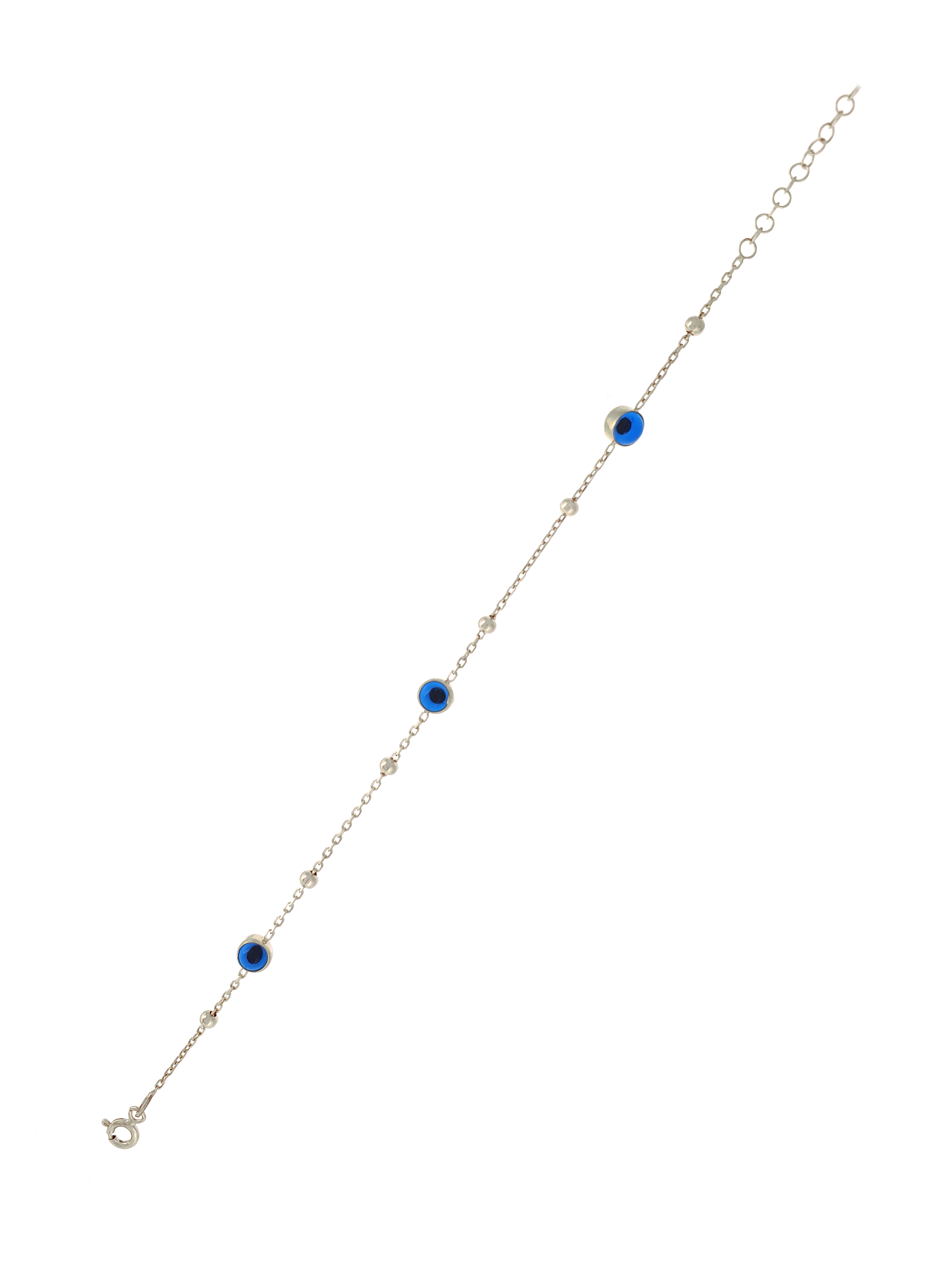 Gümüş Altın Yaldızlı Rose Renk 925 Ayar Gümüş Cam Göz Dorika Toplu Bileklik - www.xsilver.com.tr