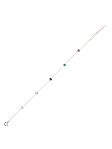 Gümüş Rose Renk 925 Ayar Gümüş Renkli Sıra Taşlı Bileklik - www.xsilver.com.tr