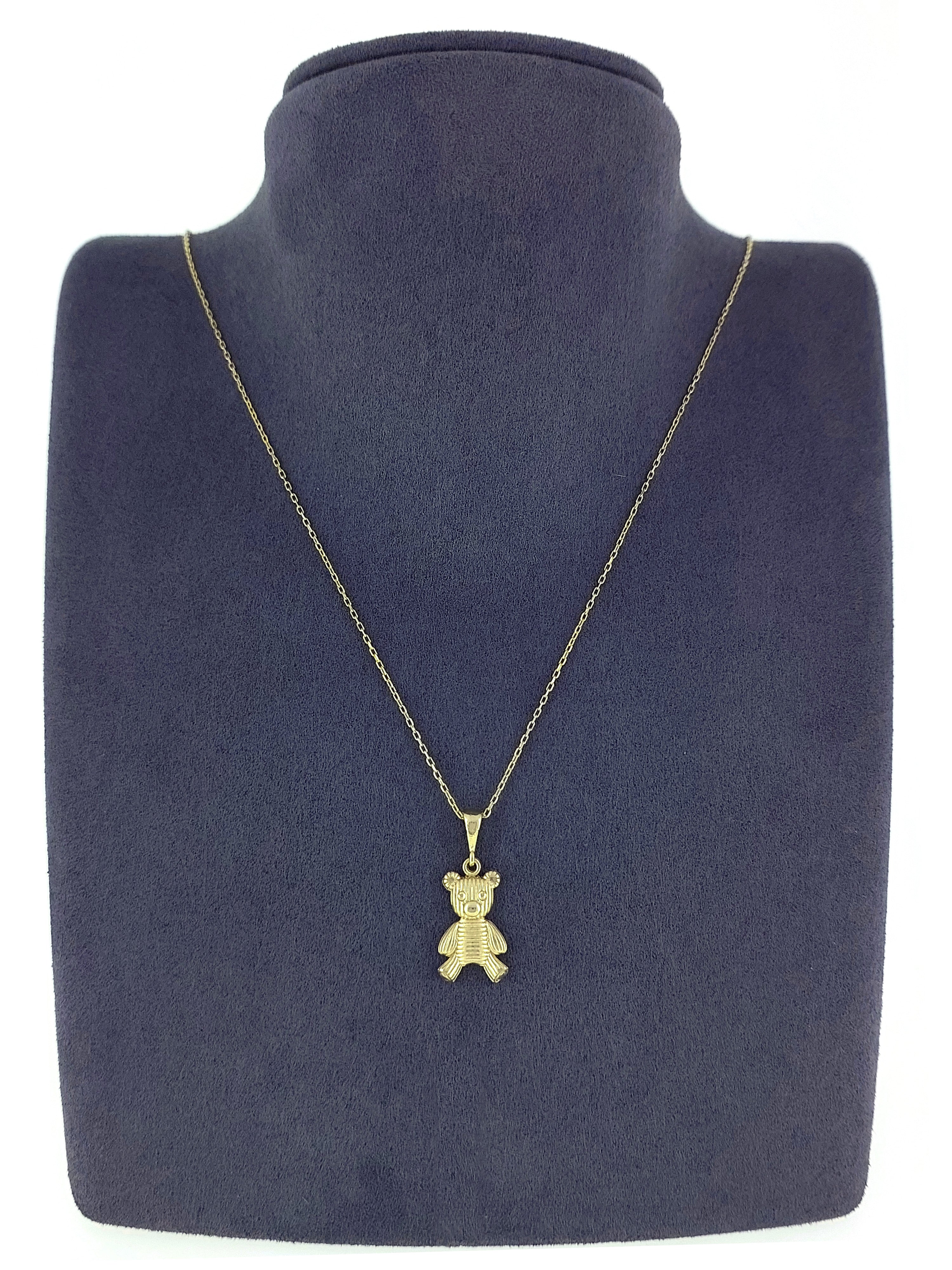 Gümüş Altın Yaldızlı Rose Renk 925 Ayar Gümüş Ayıcık Kolye - www.xsilver.com.tr