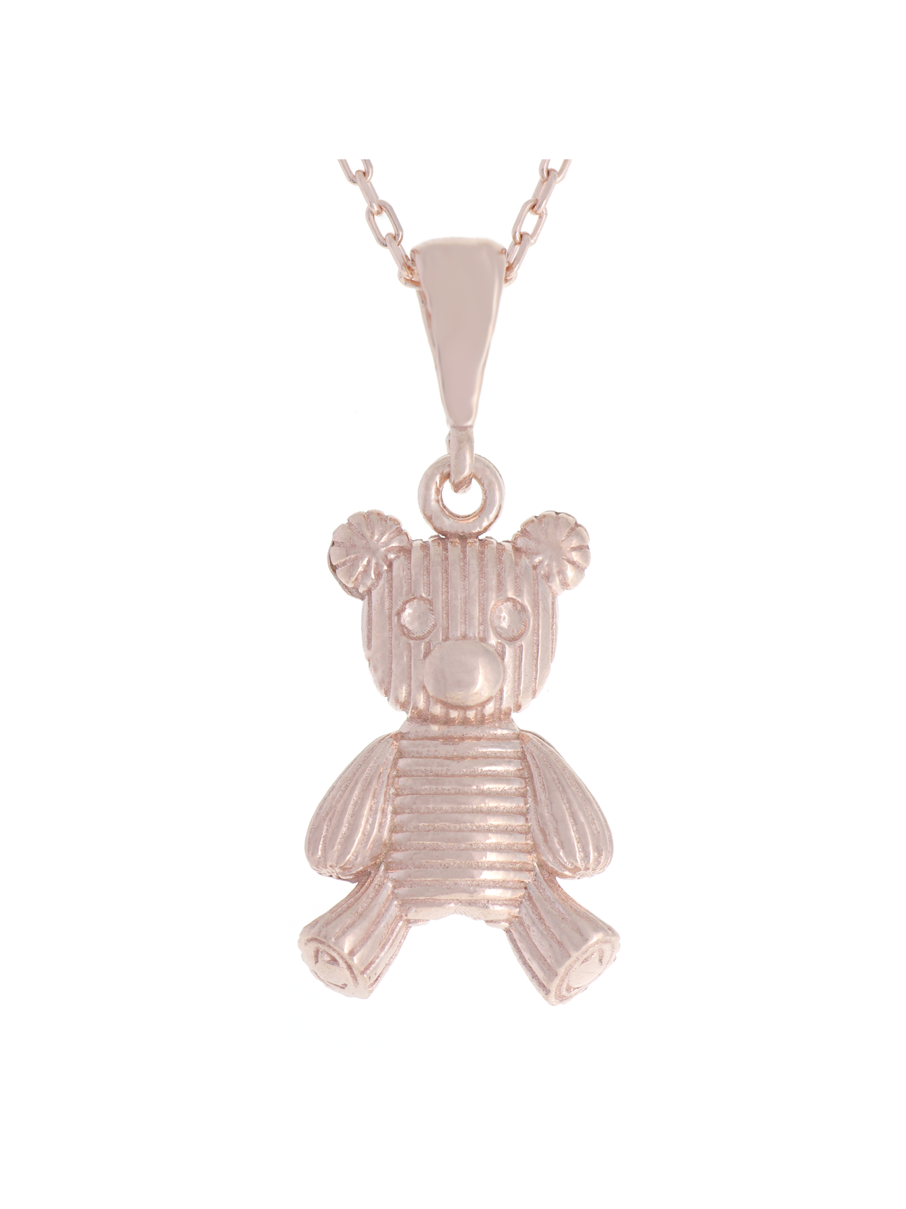 Gümüş Altın Yaldızlı Rose Renk 925 Ayar Gümüş Ayıcık Kolye - www.xsilver.com.tr