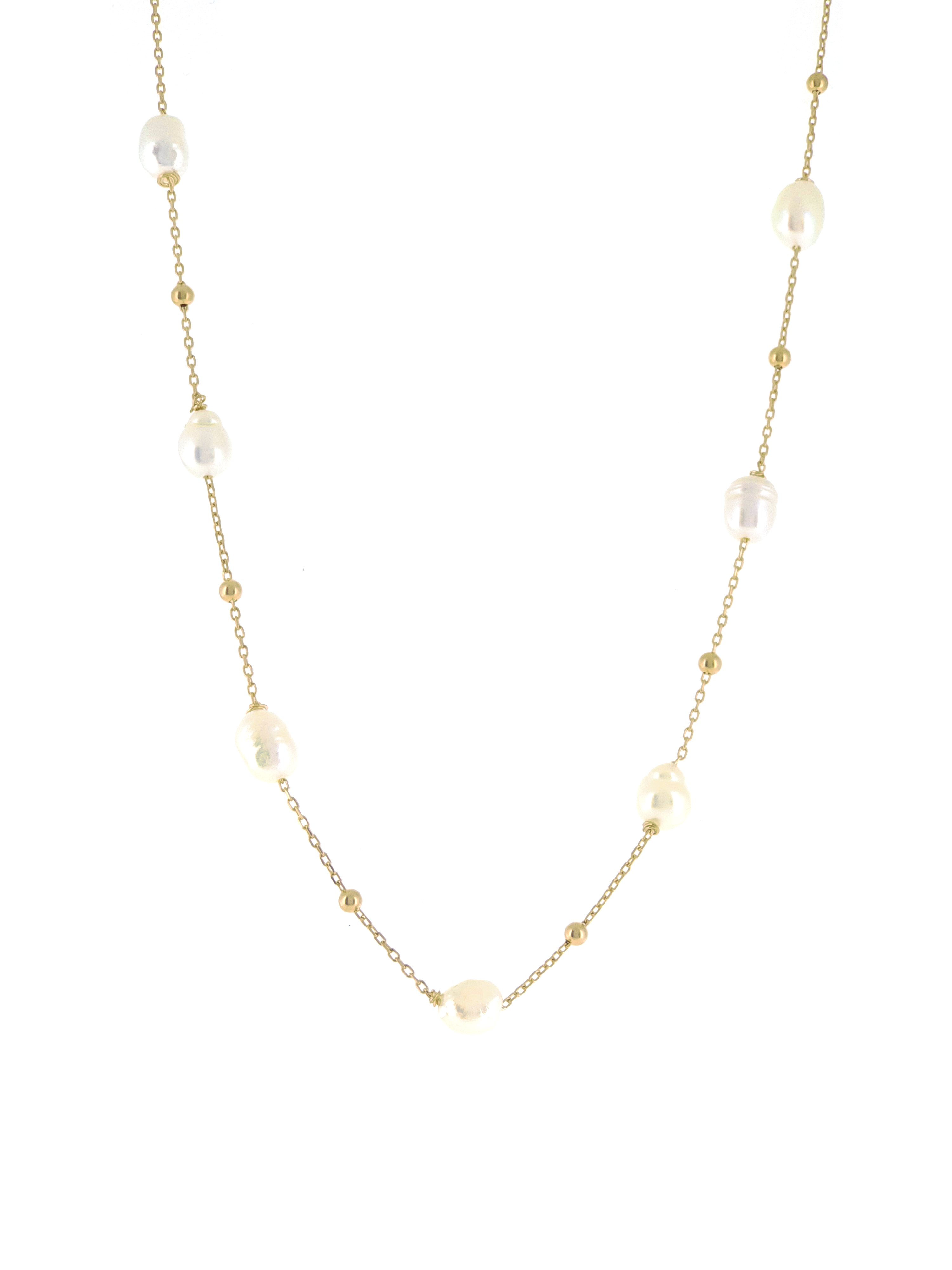 Gümüş Altın Yaldızlı Rose Renk 925 Ayar Gümüş Dorika Toplu İncili Kolye - www.xsilver.com.tr