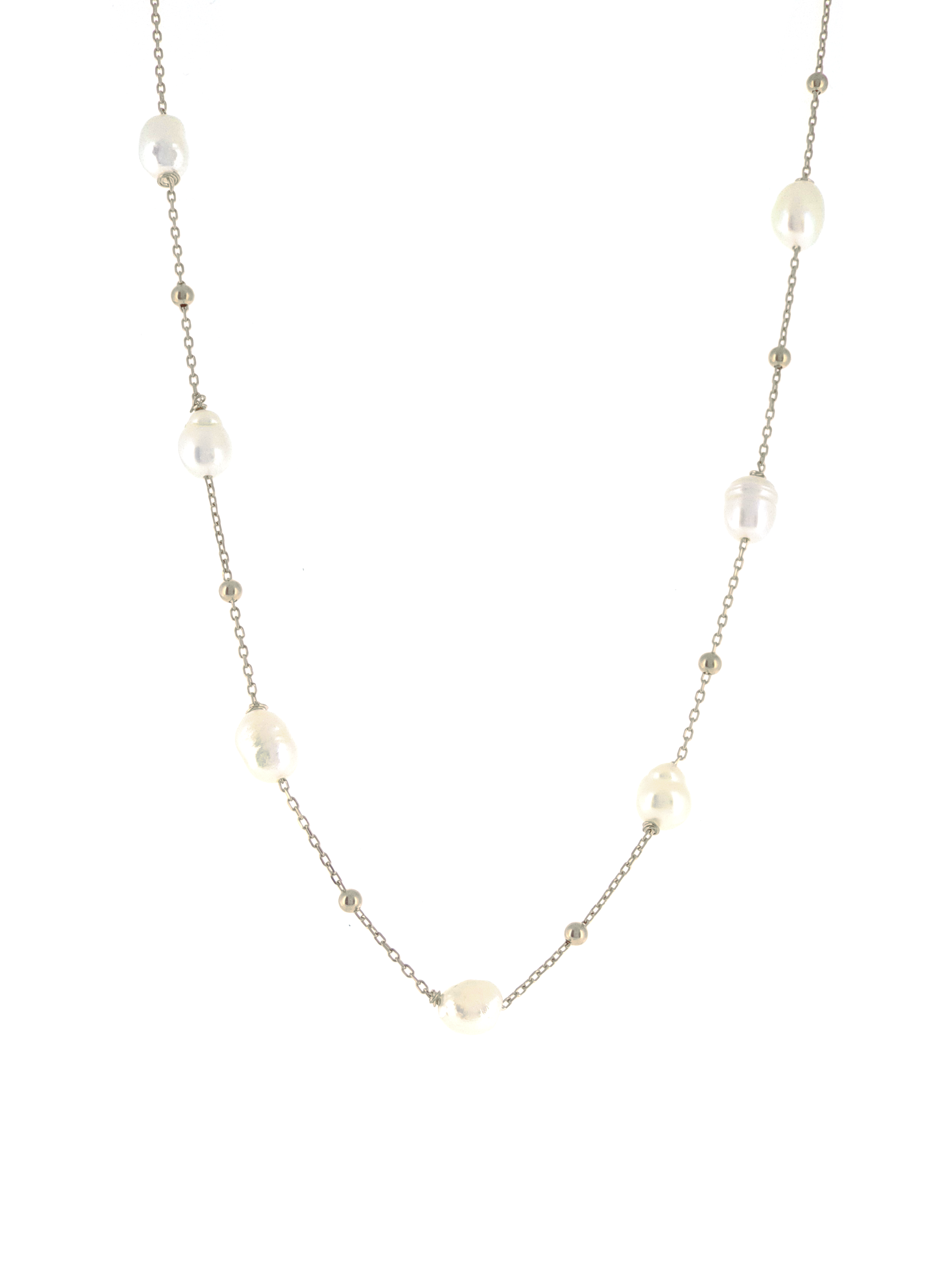 Gümüş Altın Yaldızlı Rose Renk 925 Ayar Gümüş Dorika Toplu İncili Kolye - www.xsilver.com.tr