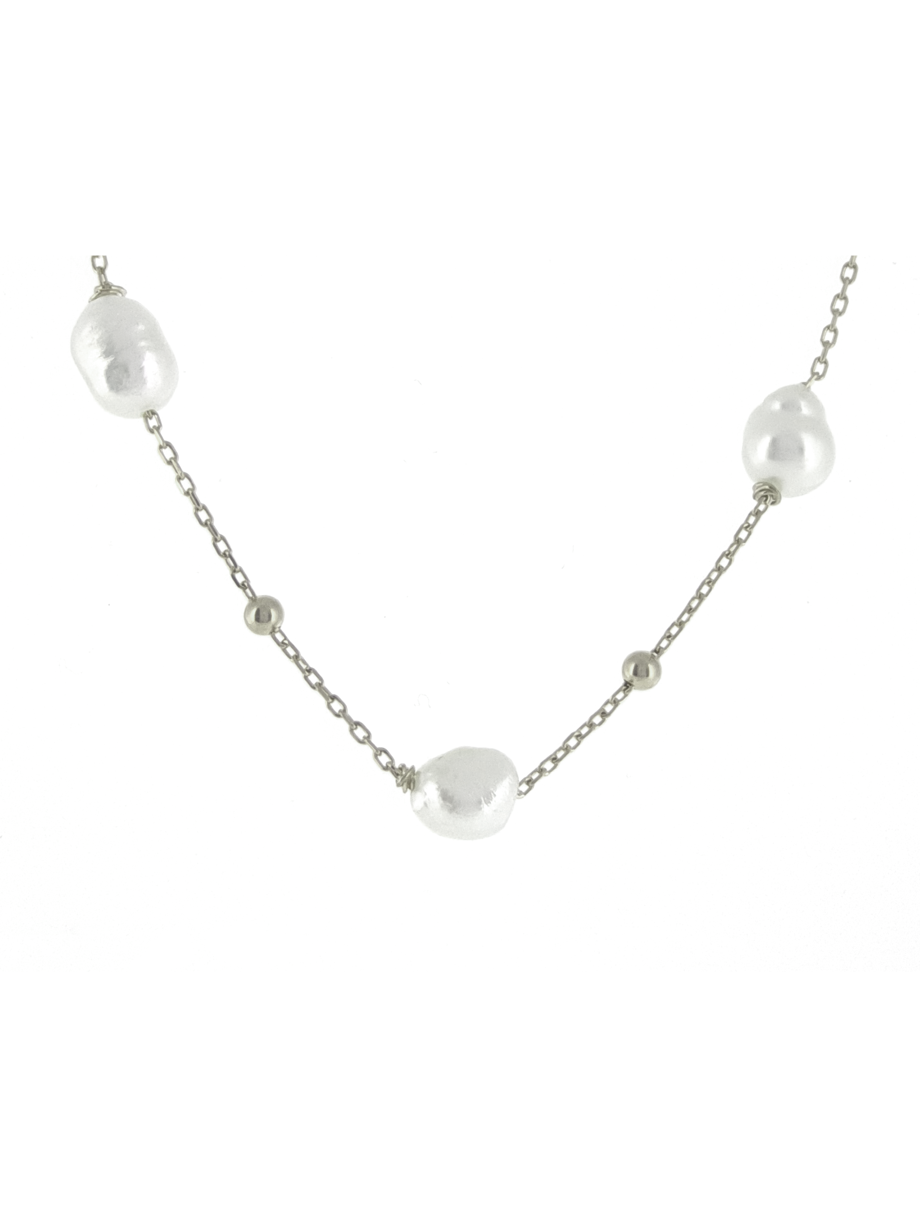 Gümüş Altın Yaldızlı Rose Renk 925 Ayar Gümüş Dorika Toplu İncili Kolye - www.xsilver.com.tr