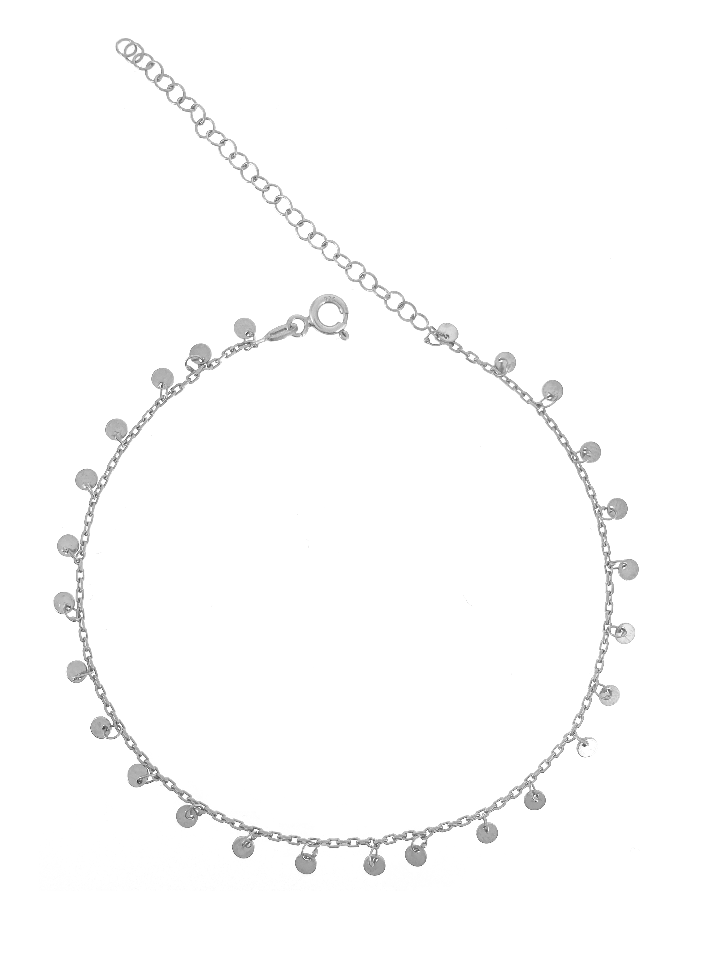 Gümüş Altın Yaldızlı Rose Renk 925 Ayar Gümüş Pullu Sallantılı Zincir Halhal - www.xsilver.com.tr