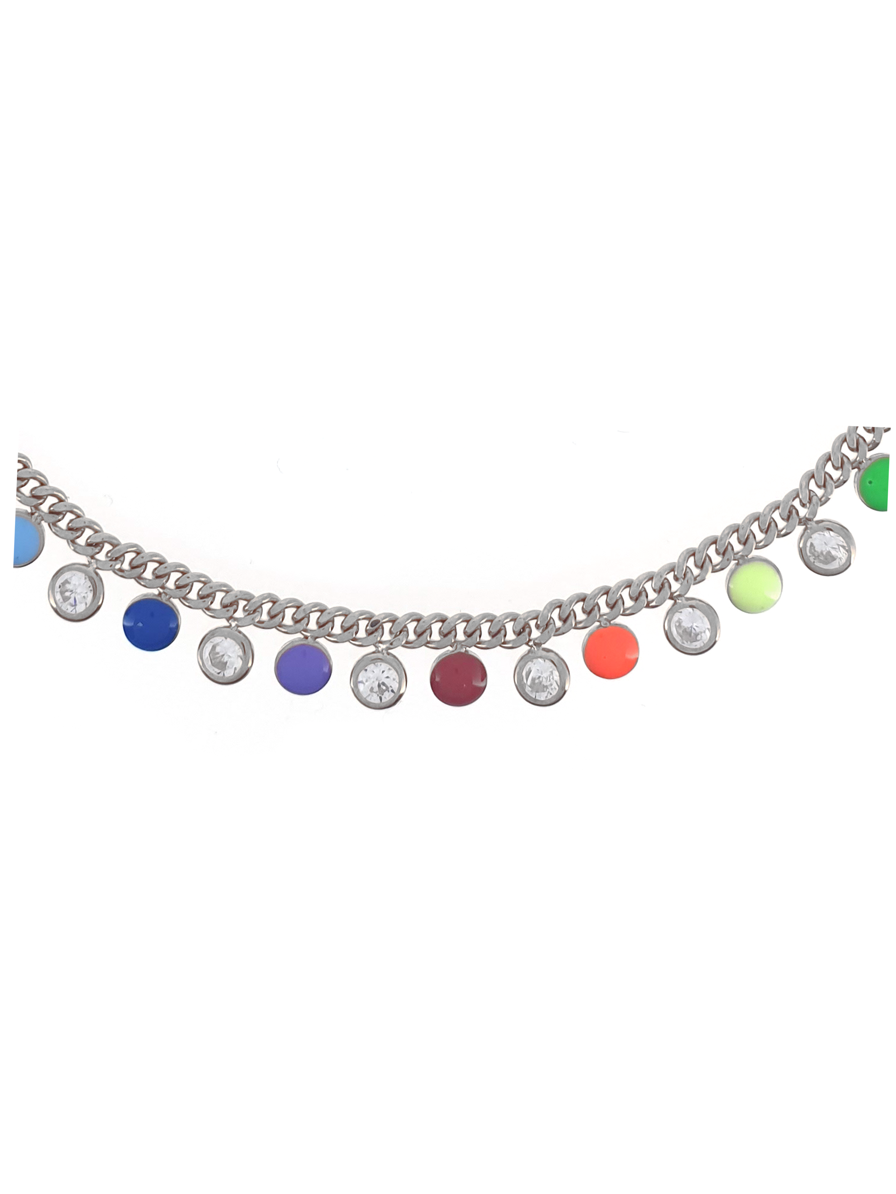 Gümüş Altın Yaldızlı Rose Renk 925 Ayar Gümüş Taşlı Renkli Mineli Sallantılı Gurmet Zincir Halhal - www.xsilver.com.tr