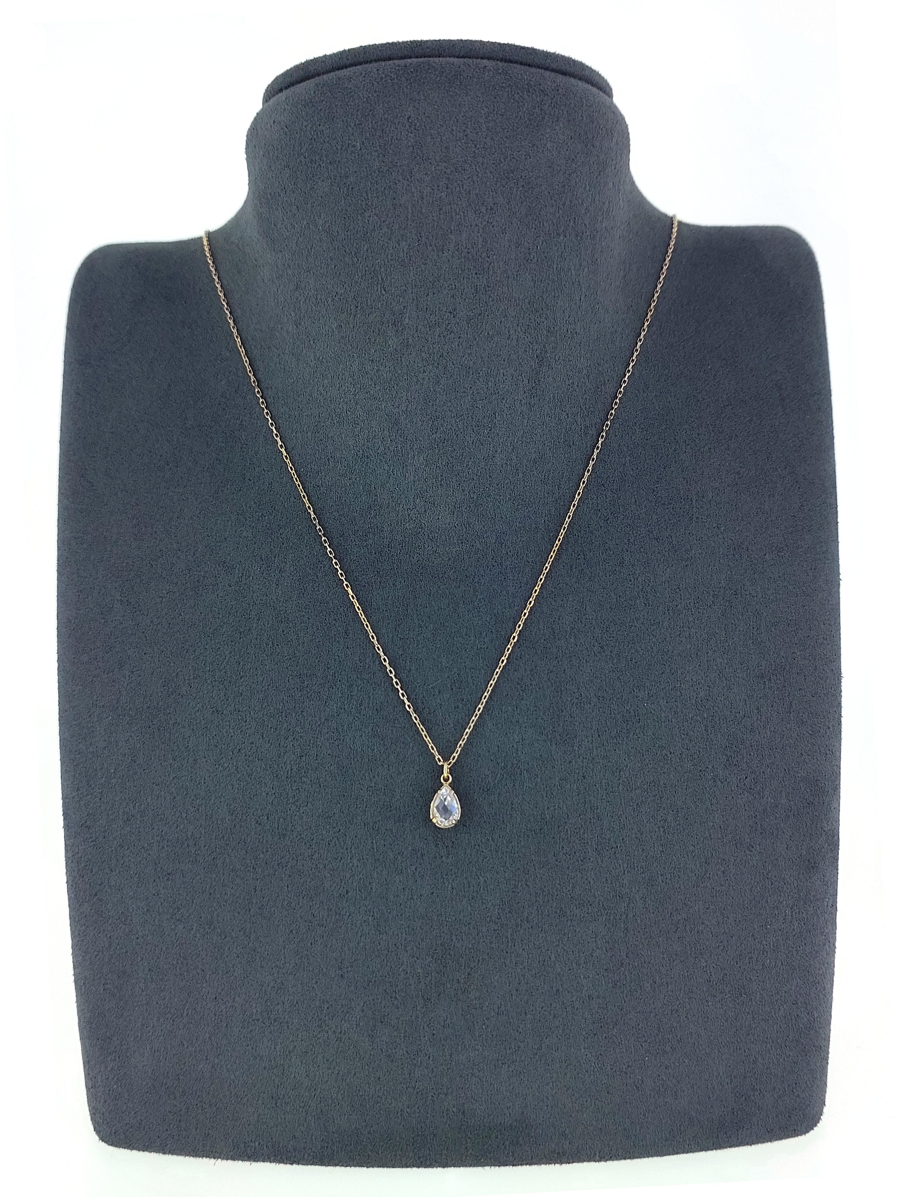 Gümüş Altın Yaldızlı Rose Renk 925 Ayar Gümüş Zirkon Damla Tek Taş Kolye - www.xsilver.com.tr