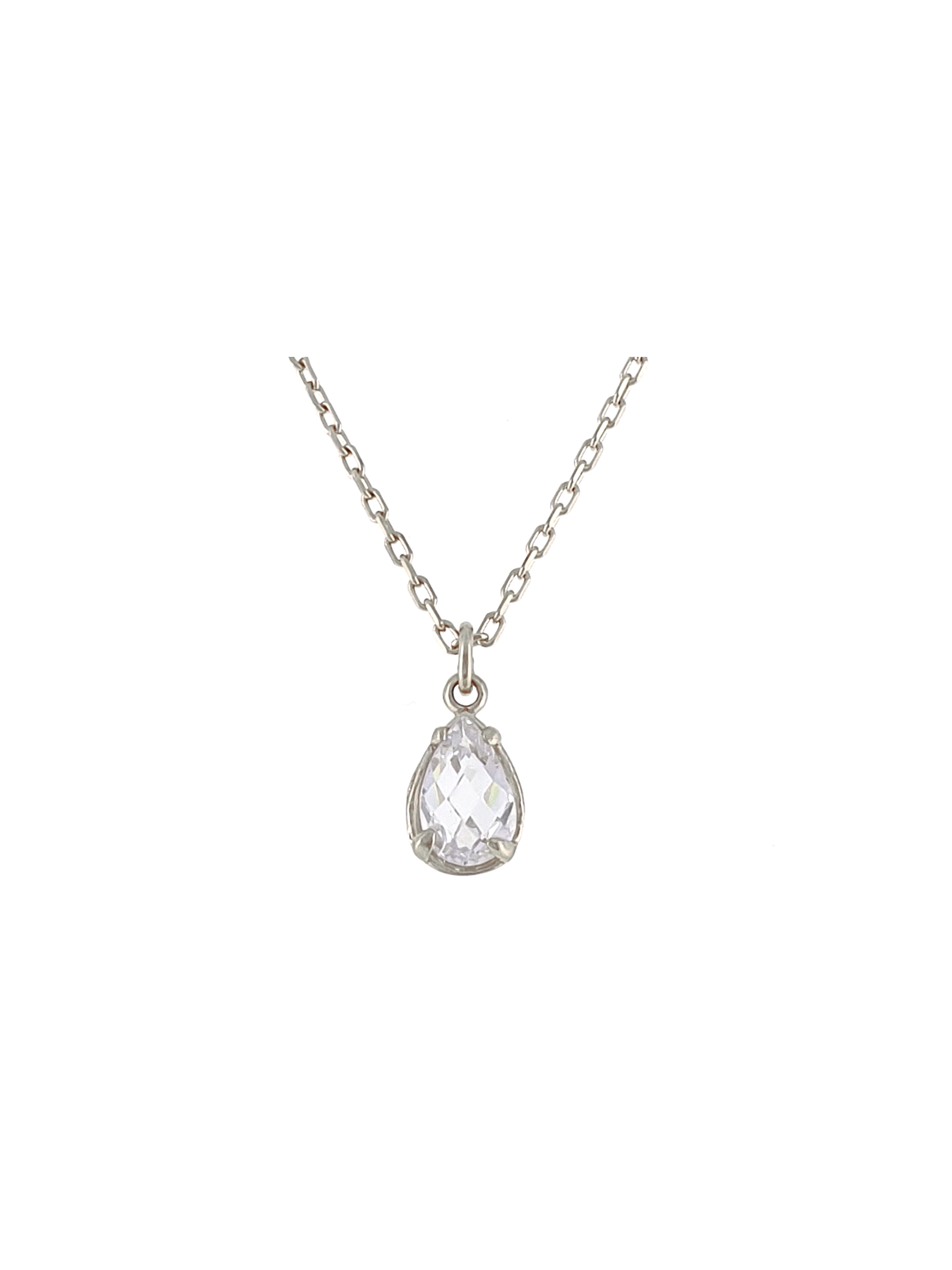 Gümüş Altın Yaldızlı Rose Renk 925 Ayar Gümüş Zirkon Damla Tek Taş Kolye - www.xsilver.com.tr