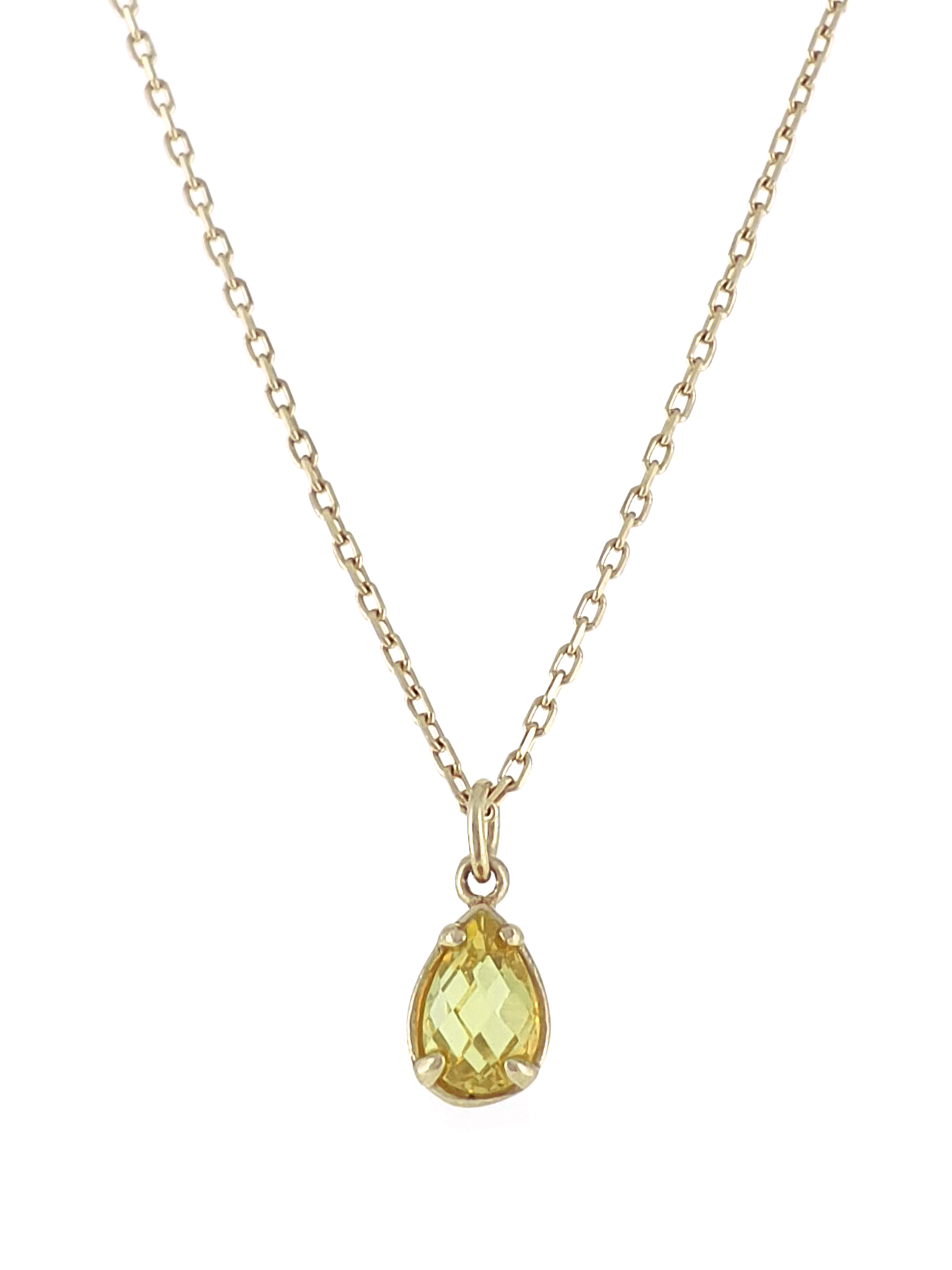 Gümüş Altın Yaldızlı Rose Renk 925 Ayar Gümüş Zirkon Sarı Damla Tek Taş Kolye - www.xsilver.com.tr