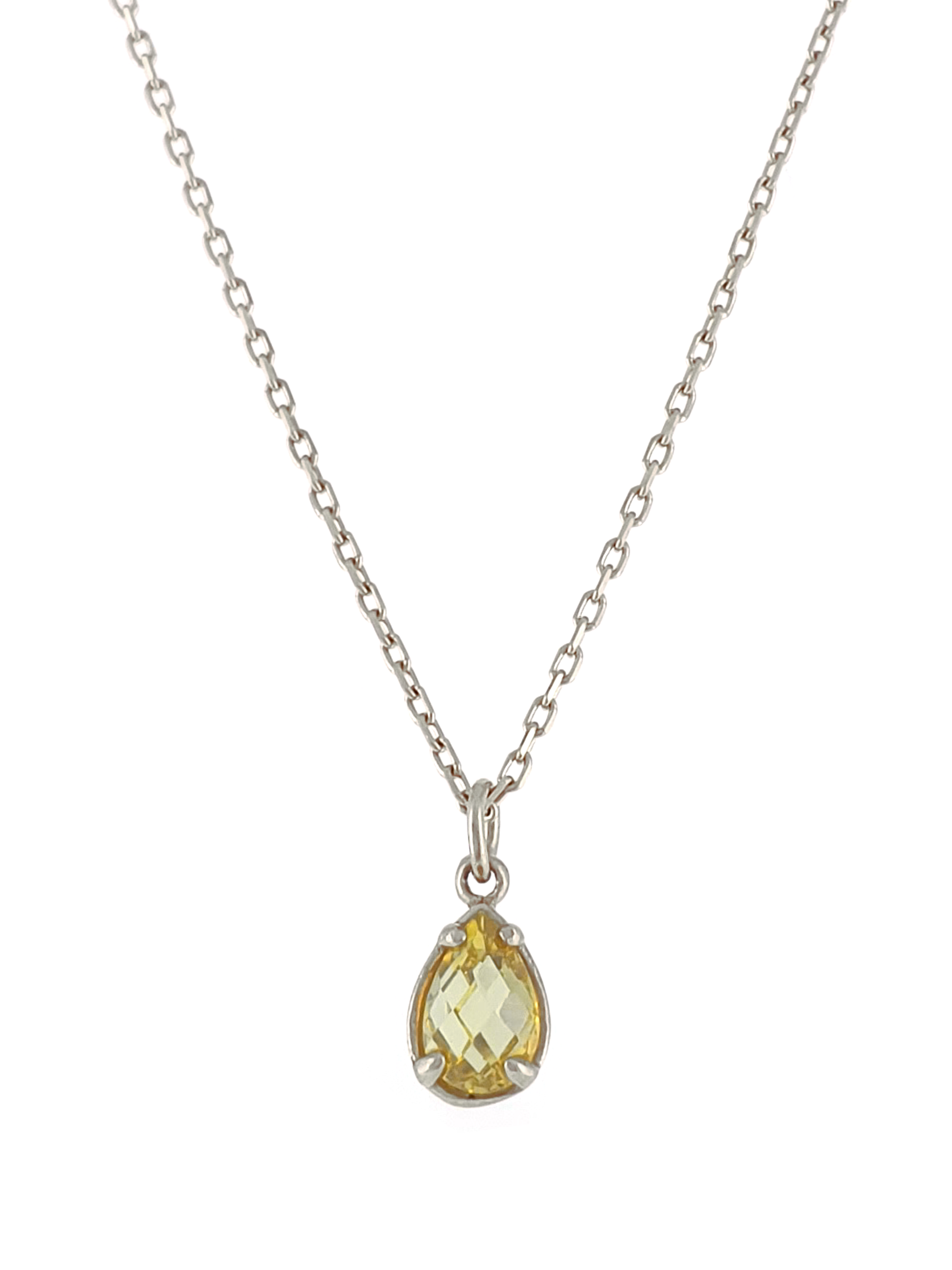 Gümüş Altın Yaldızlı Rose Renk 925 Ayar Gümüş Zirkon Sarı Damla Tek Taş Kolye - www.xsilver.com.tr