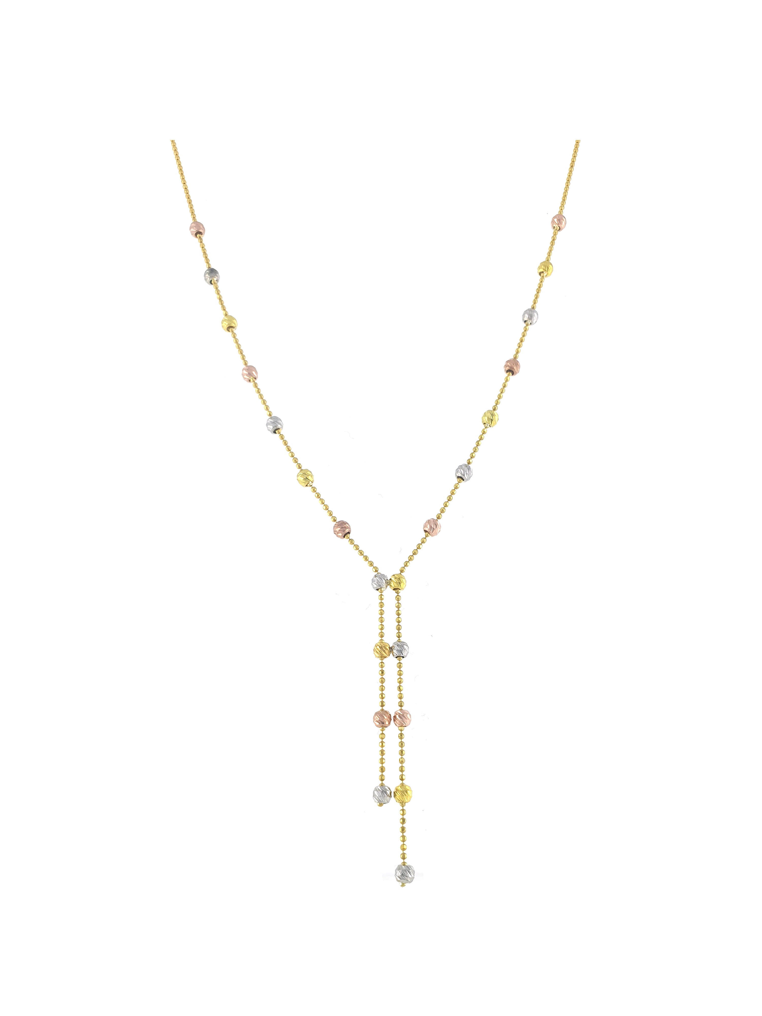 Gümüş Altın Yaldızlı Rose Renk 925 Ayar Gümüş 3 Renk Dorika Toplu Kolye - www.xsilver.com.tr