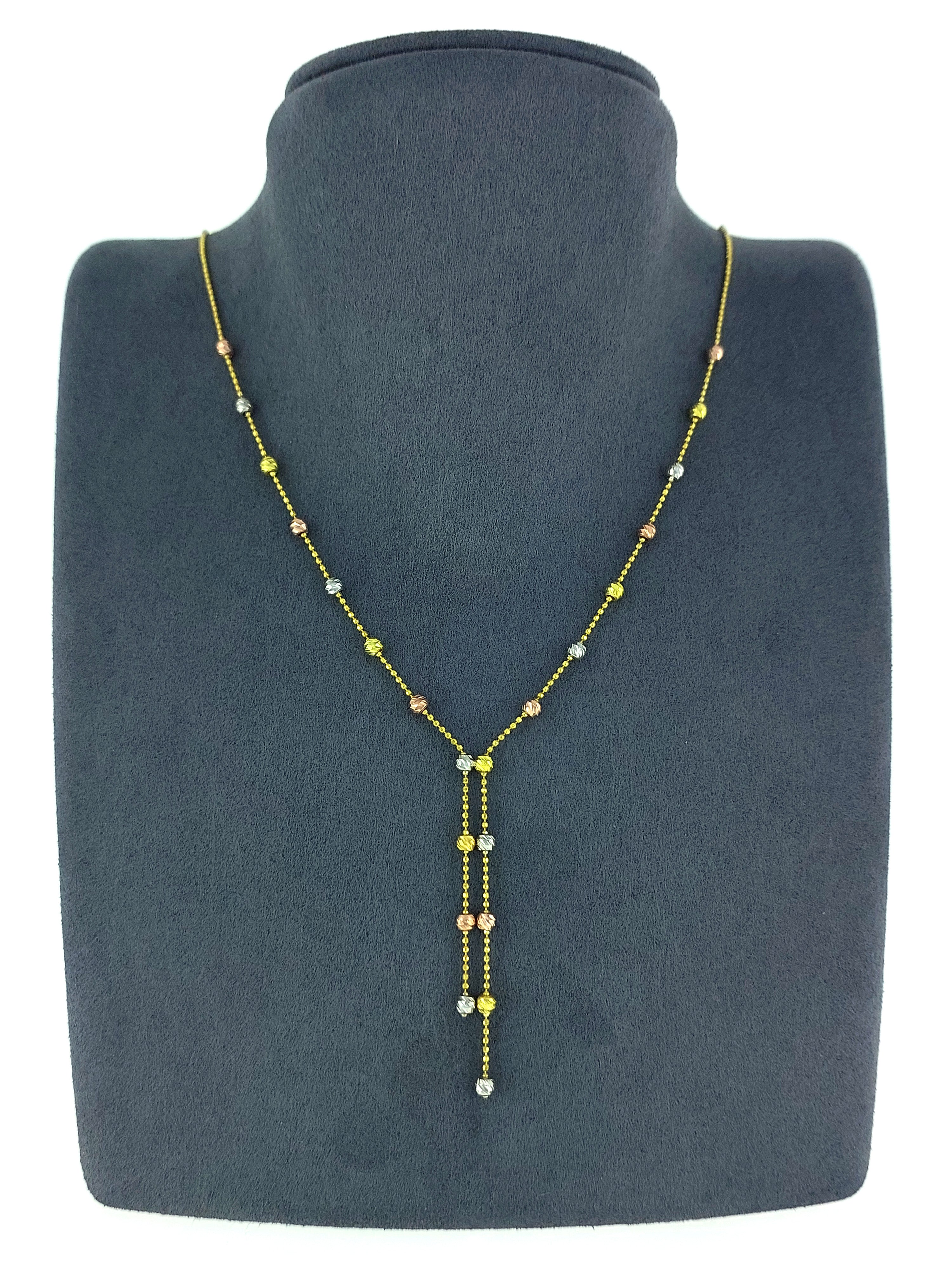 Gümüş Altın Yaldızlı Rose Renk 925 Ayar Gümüş 3 Renk Dorika Toplu Kolye - www.xsilver.com.tr