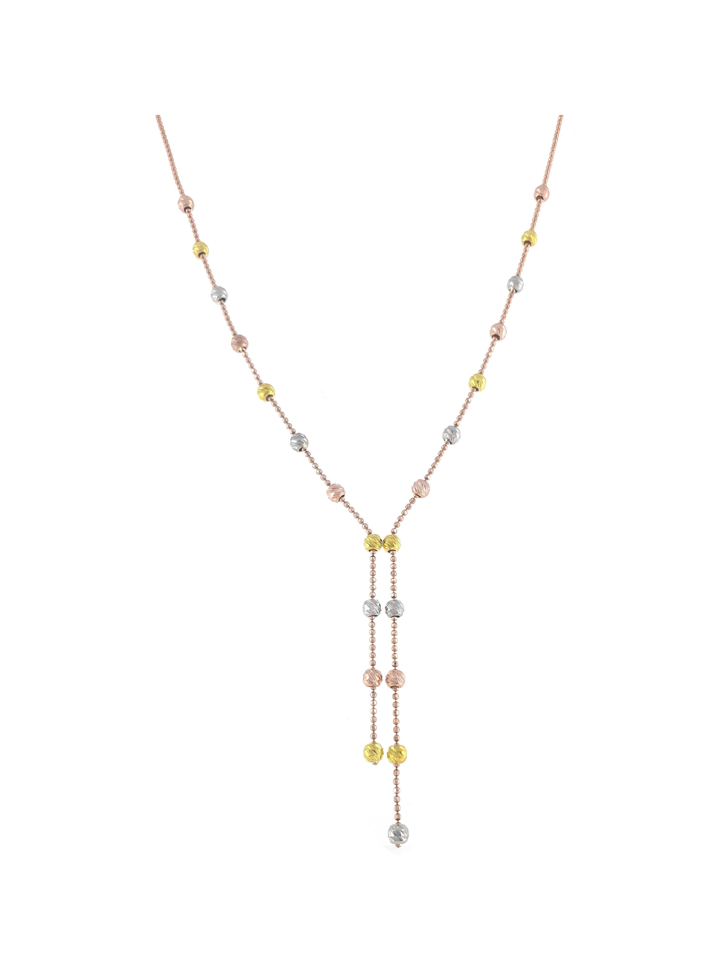 Gümüş Altın Yaldızlı Rose Renk 925 Ayar Gümüş 3 Renk Dorika Toplu Kolye - www.xsilver.com.tr