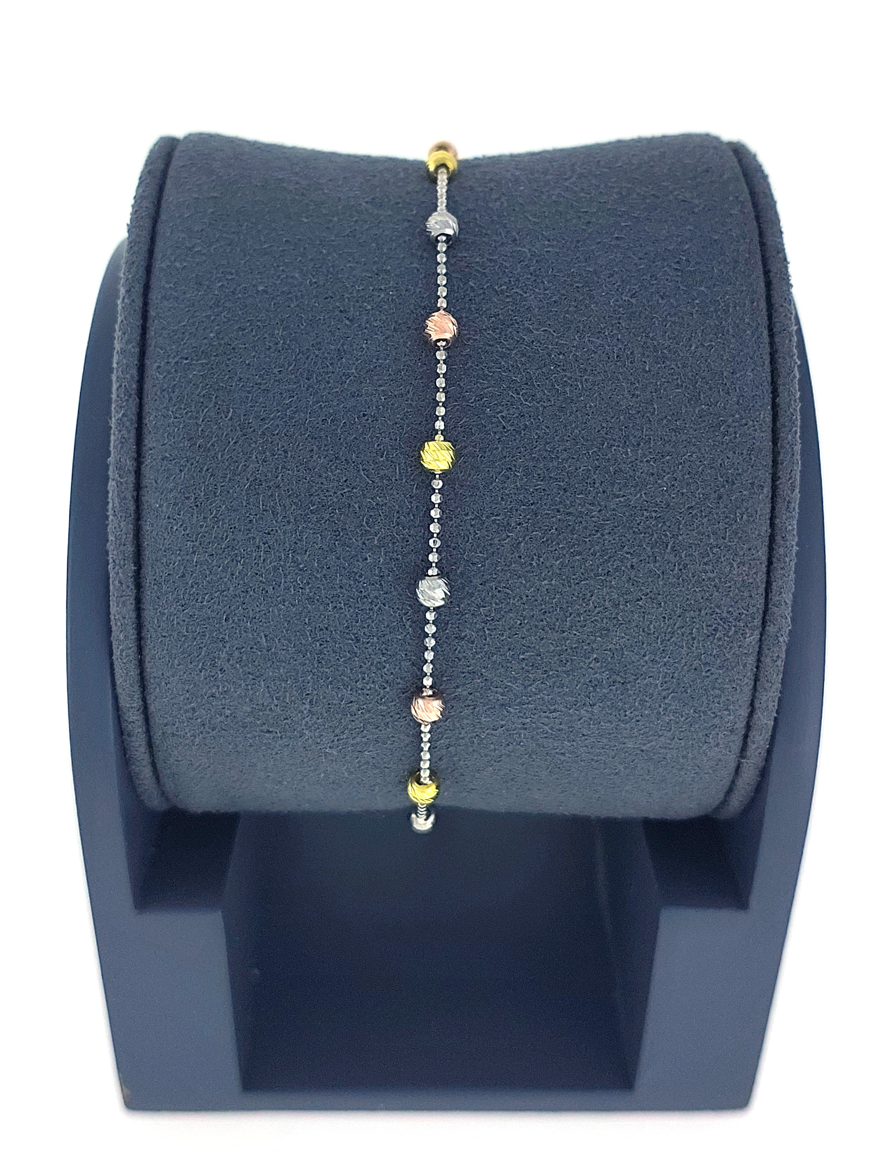 Gümüş Altın Yaldızlı Rose Renk 925 Ayar Gümüş 3 Renk Dorika Toplu Bileklik - www.xsilver.com.tr