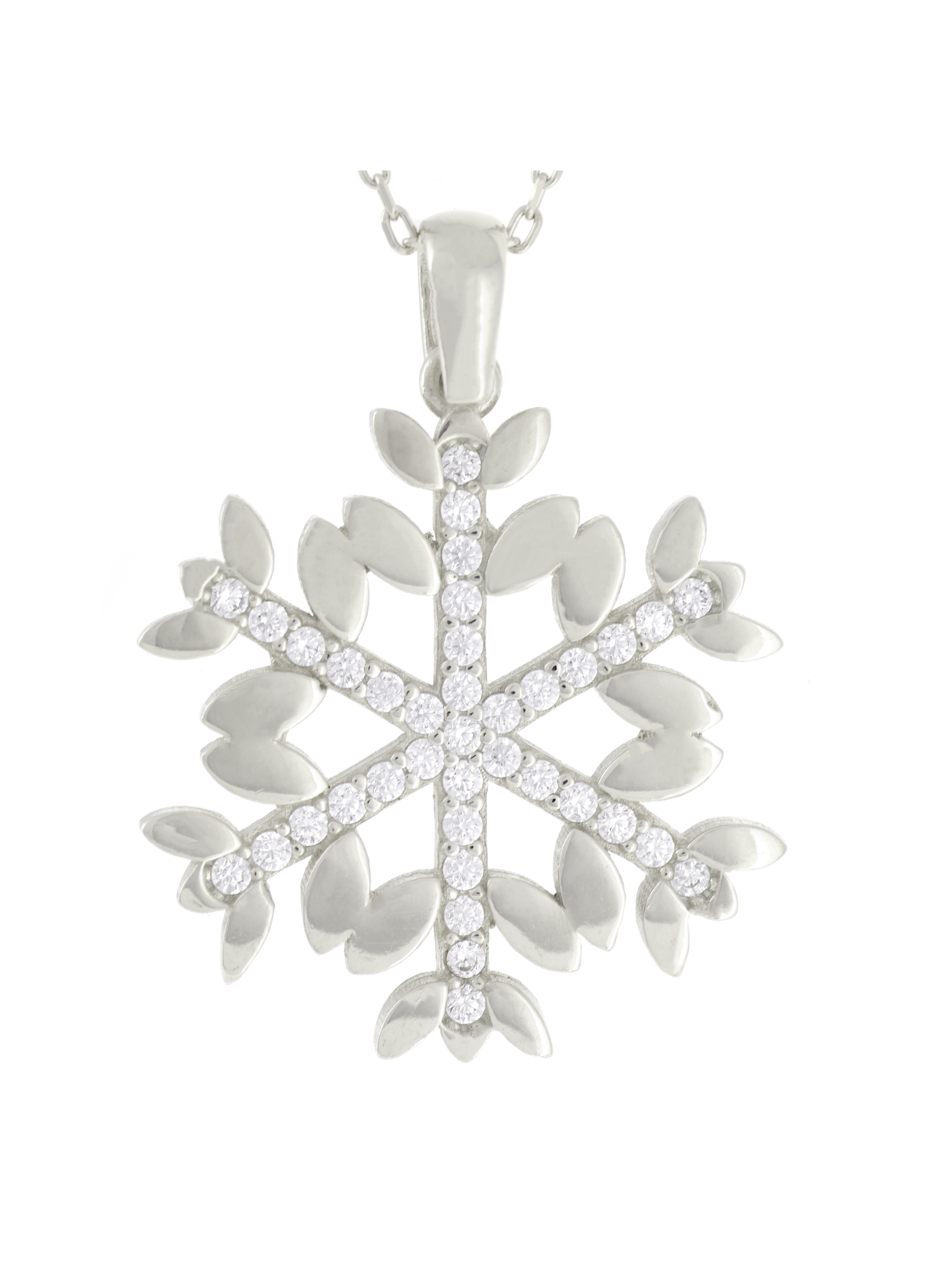 Gümüş Altın Yaldızlı Rose Renk 925 Ayar Gümüş Taşlı Kar Tanesi Kolye - www.xsilver.com.tr