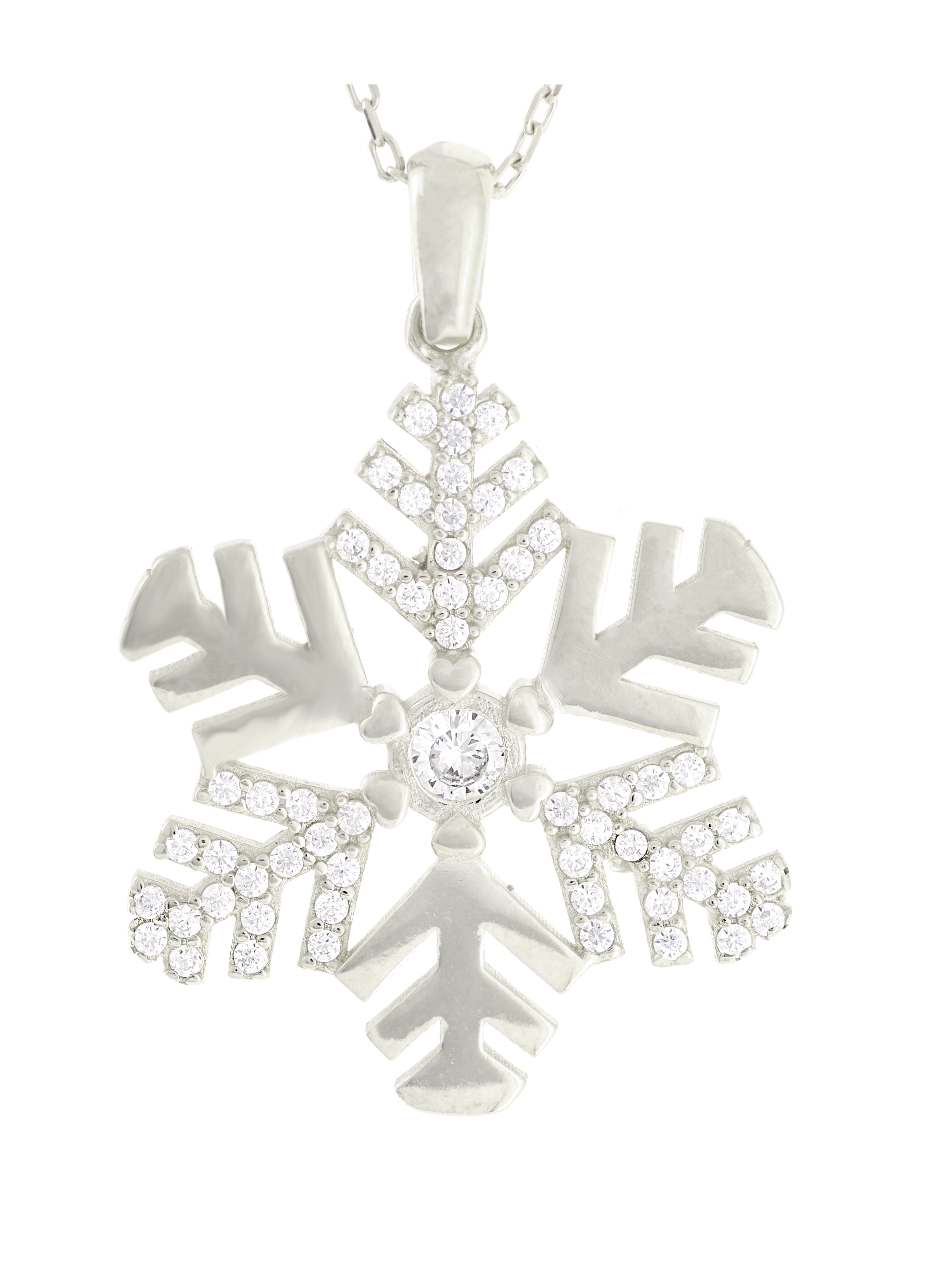 Gümüş Altın Yaldızlı Rose Renk 925 Ayar Gümüş Kar Tanesi Kolye - www.xsilver.com.tr