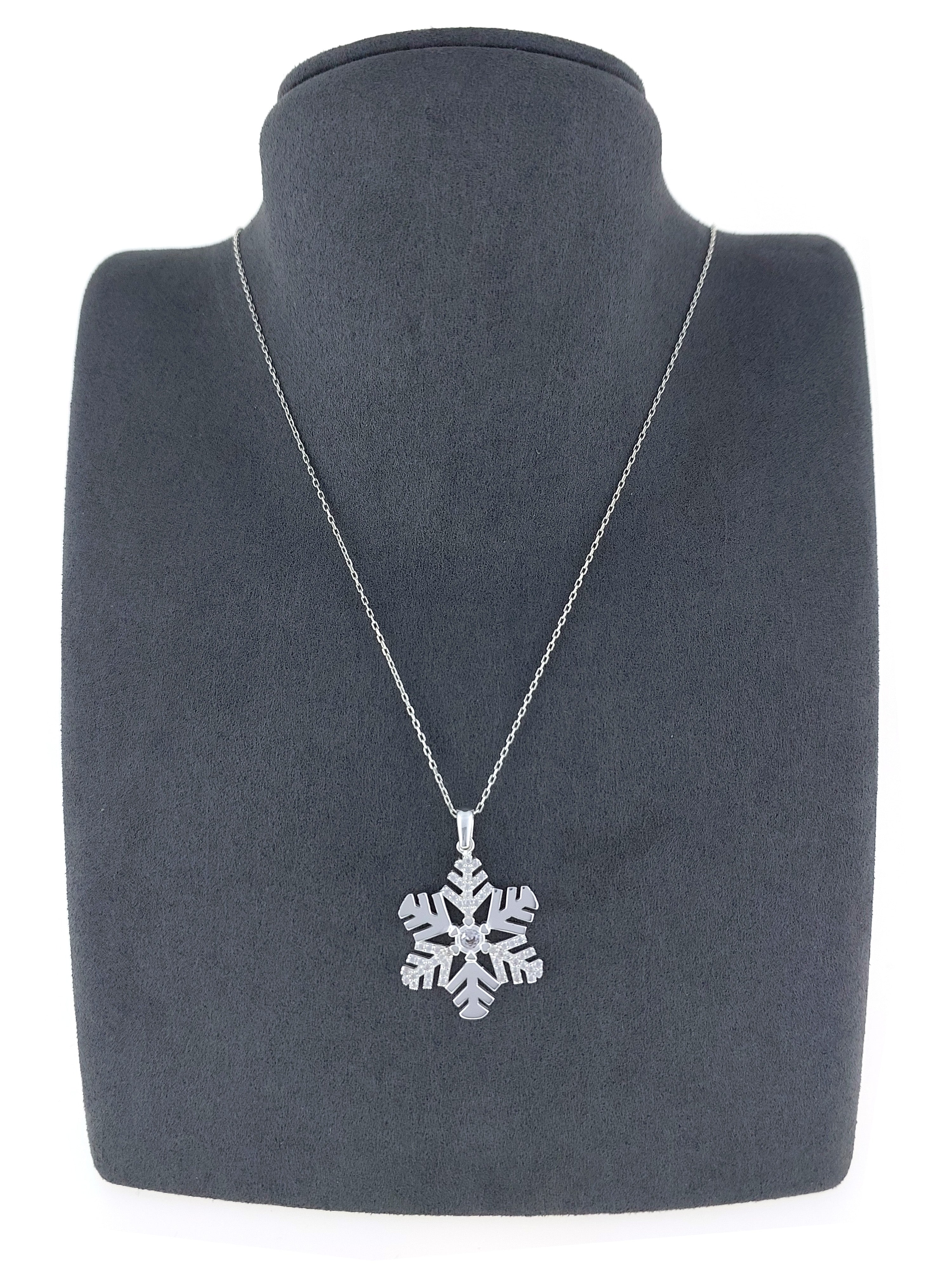 Gümüş Altın Yaldızlı Rose Renk 925 Ayar Gümüş Kar Tanesi Kolye - www.xsilver.com.tr