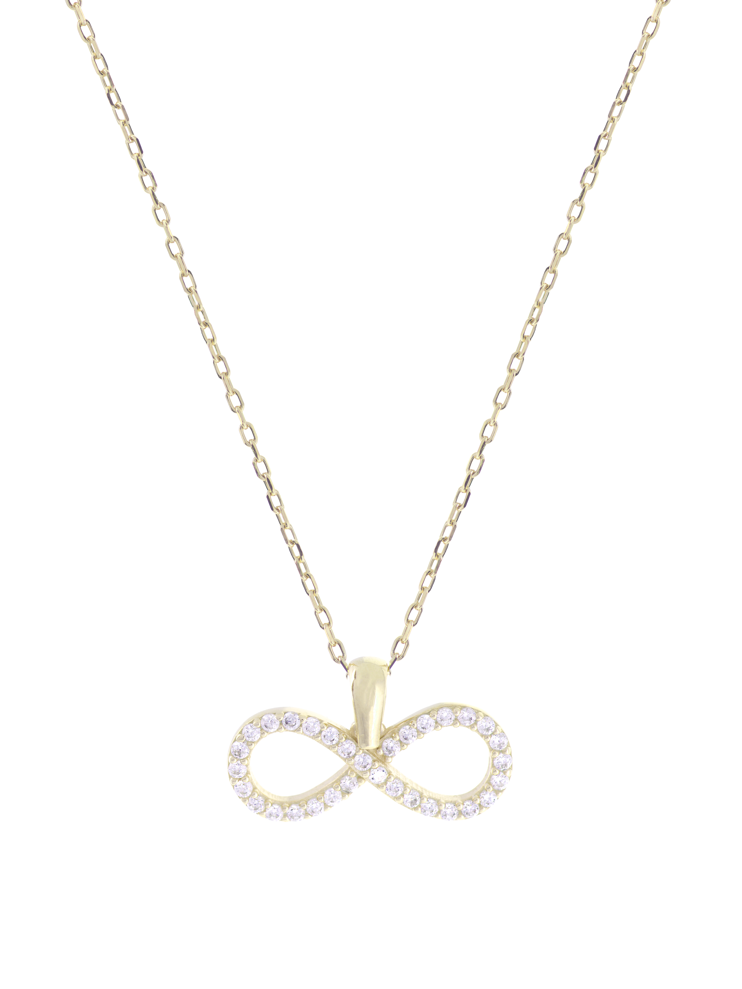 Gümüş Altın Yaldızlı Rose Renk 925 Ayar Gümüş Taşlı Sonsuzluk Kolye - www.xsilver.com.tr