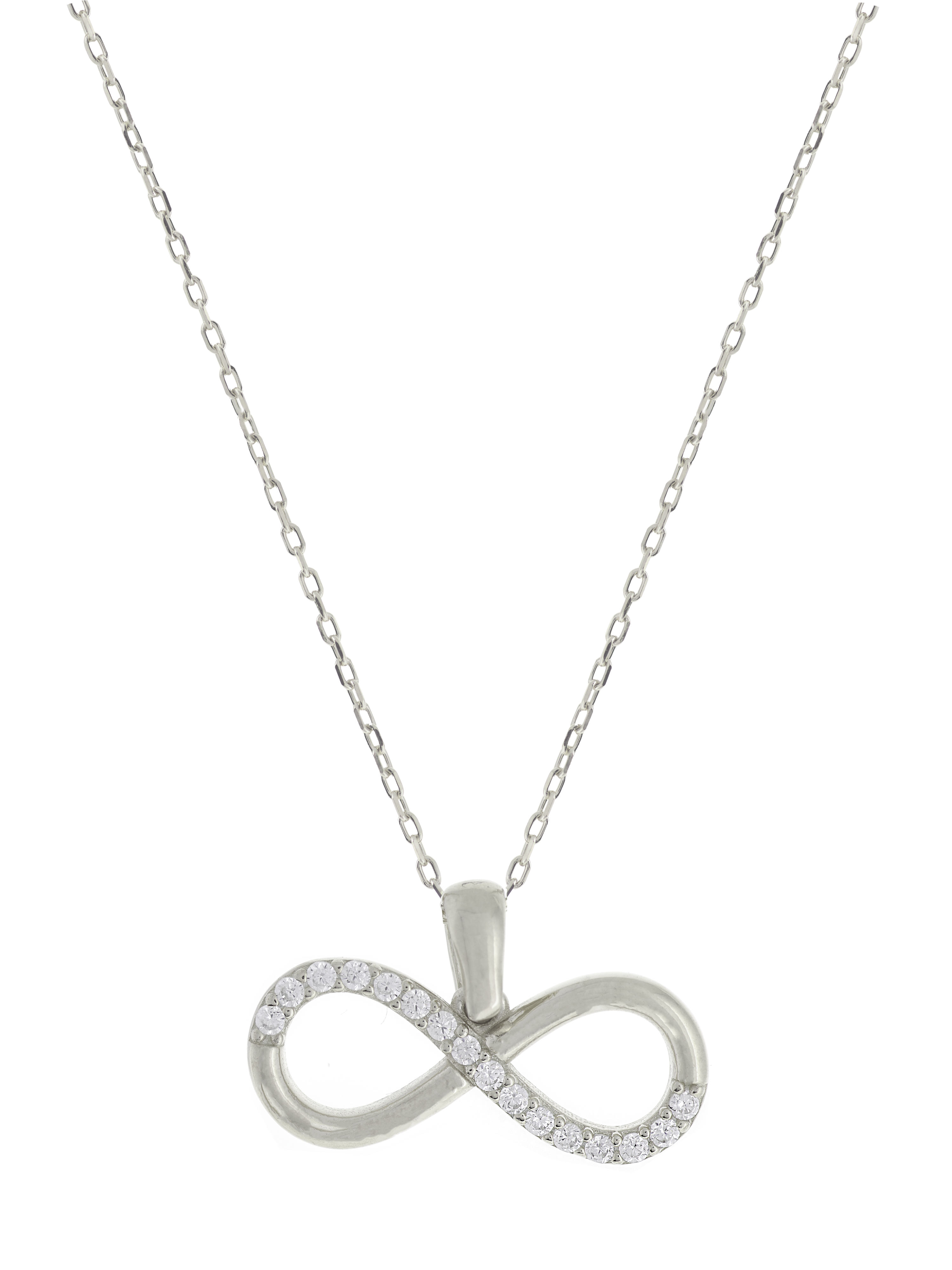 Gümüş Altın Yaldızlı Rose Renk 925 Ayar Gümüş Taşlı Sonsuzluk Kolye - www.xsilver.com.tr