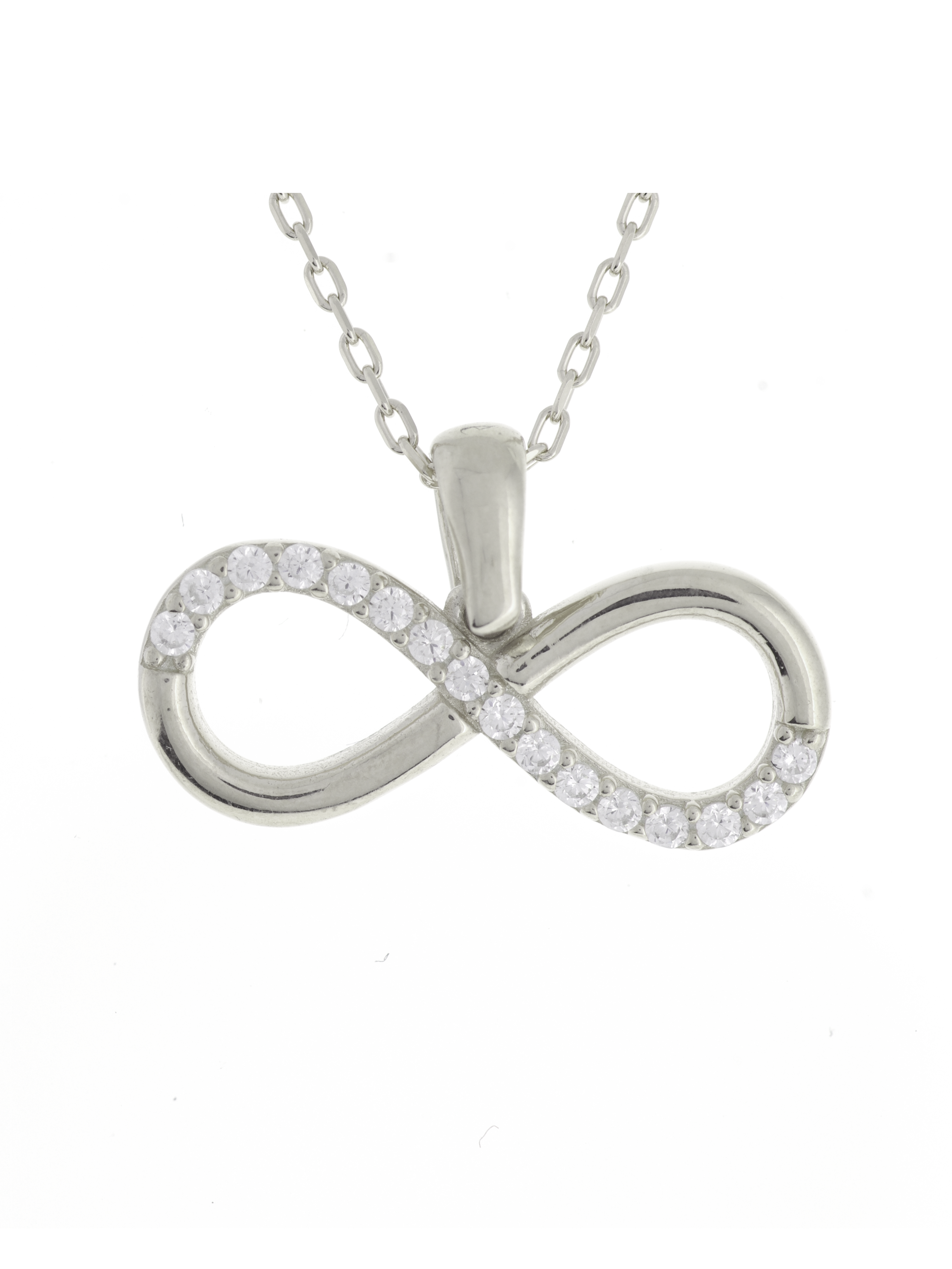 Gümüş Altın Yaldızlı Rose Renk 925 Ayar Gümüş Taşlı Sonsuzluk Kolye - www.xsilver.com.tr