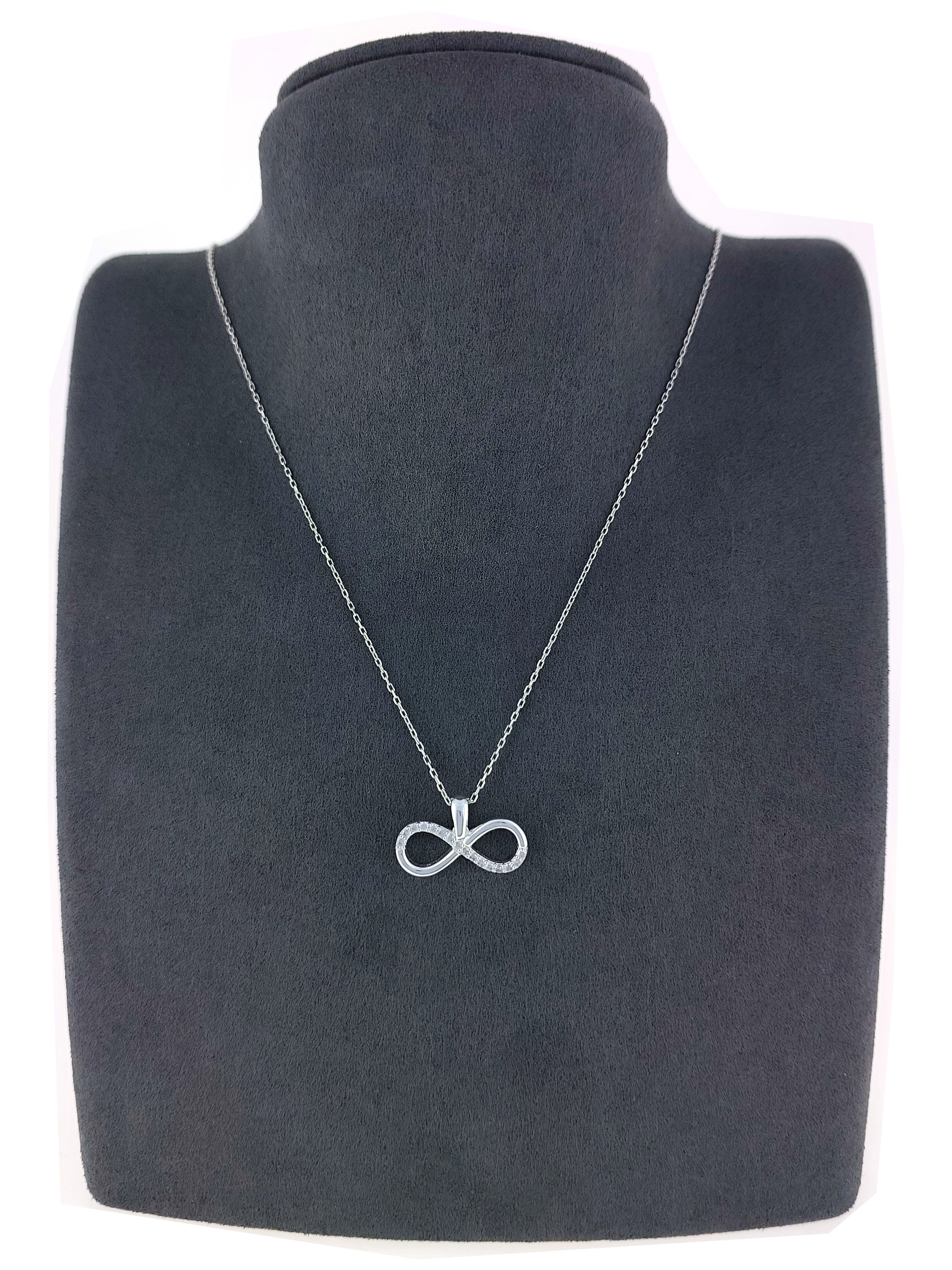 Gümüş Altın Yaldızlı Rose Renk 925 Ayar Gümüş Taşlı Sonsuzluk Kolye - www.xsilver.com.tr