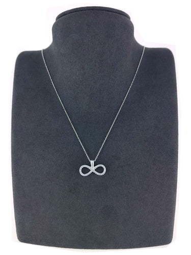 Gümüş Altın Yaldızlı Rose Renk 925 Ayar Gümüş Taşlı Sonsuzluk Kolye - www.xsilver.com.tr