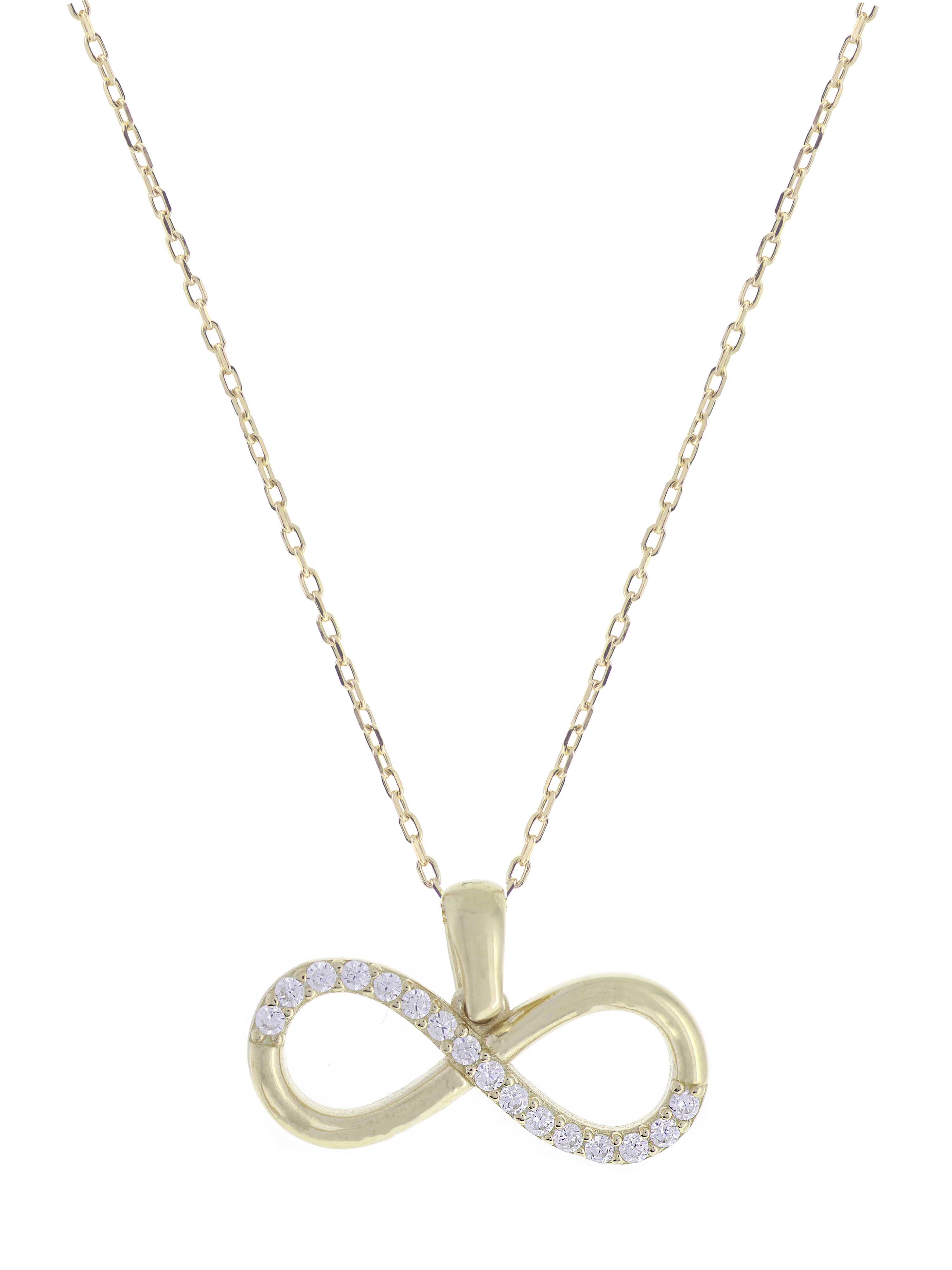 Gümüş Altın Yaldızlı Rose Renk 925 Ayar Gümüş Taşlı Sonsuzluk Kolye - www.xsilver.com.tr