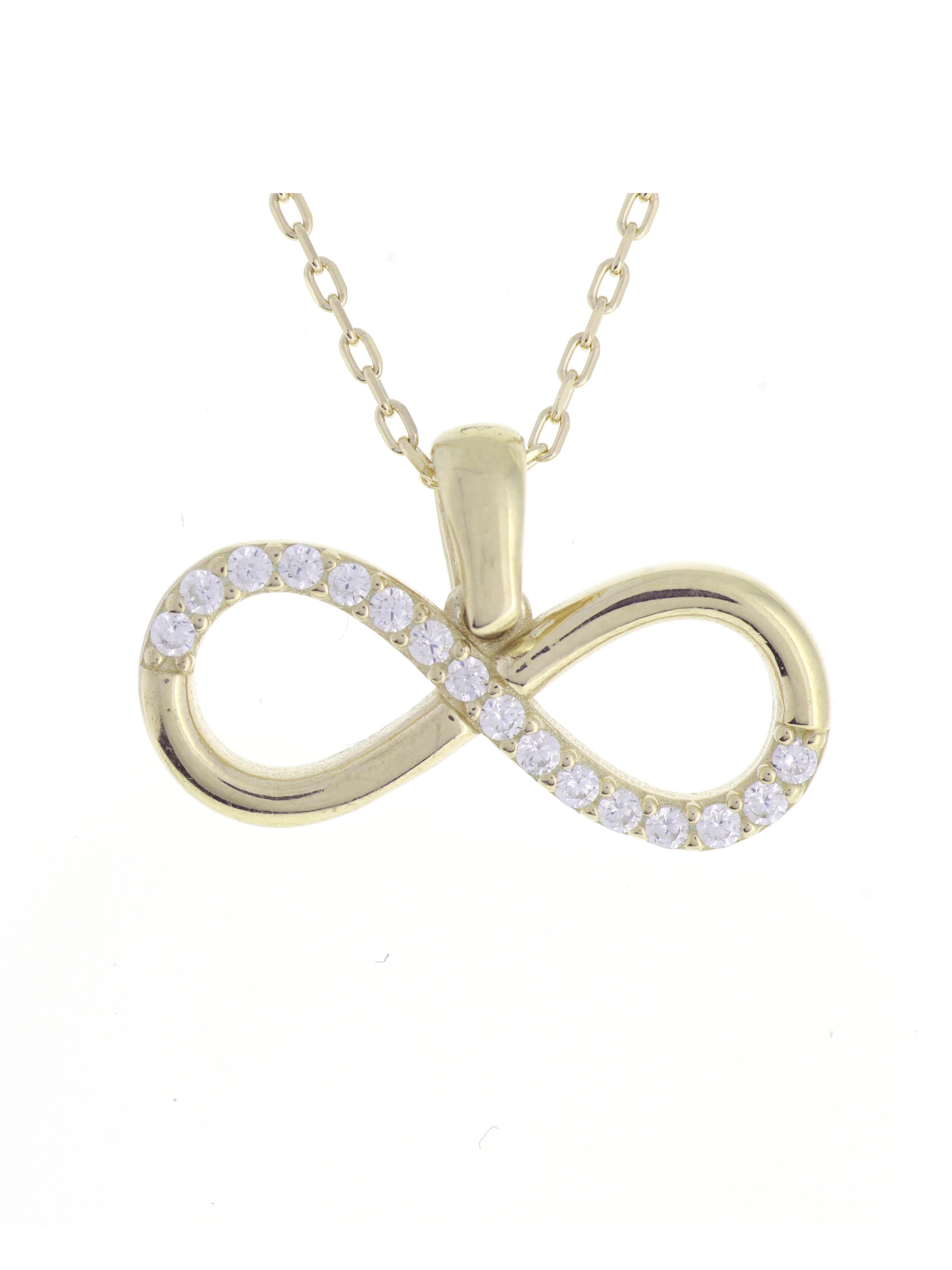 Gümüş Altın Yaldızlı Rose Renk 925 Ayar Gümüş Taşlı Sonsuzluk Kolye - www.xsilver.com.tr