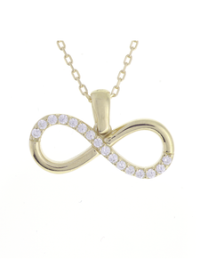 Gümüş Altın Yaldızlı Rose Renk 925 Ayar Gümüş Taşlı Sonsuzluk Kolye - www.xsilver.com.tr