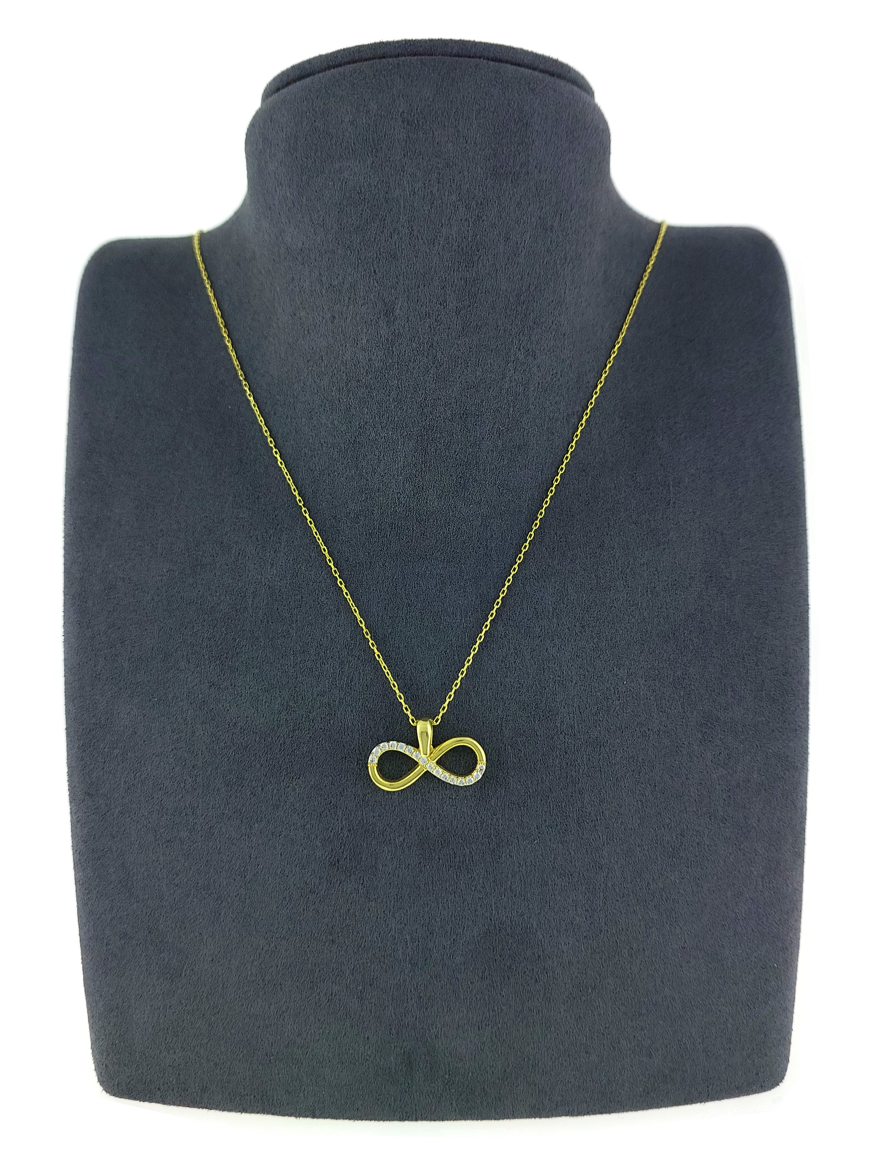 Gümüş Altın Yaldızlı Rose Renk 925 Ayar Gümüş Taşlı Sonsuzluk Kolye - www.xsilver.com.tr