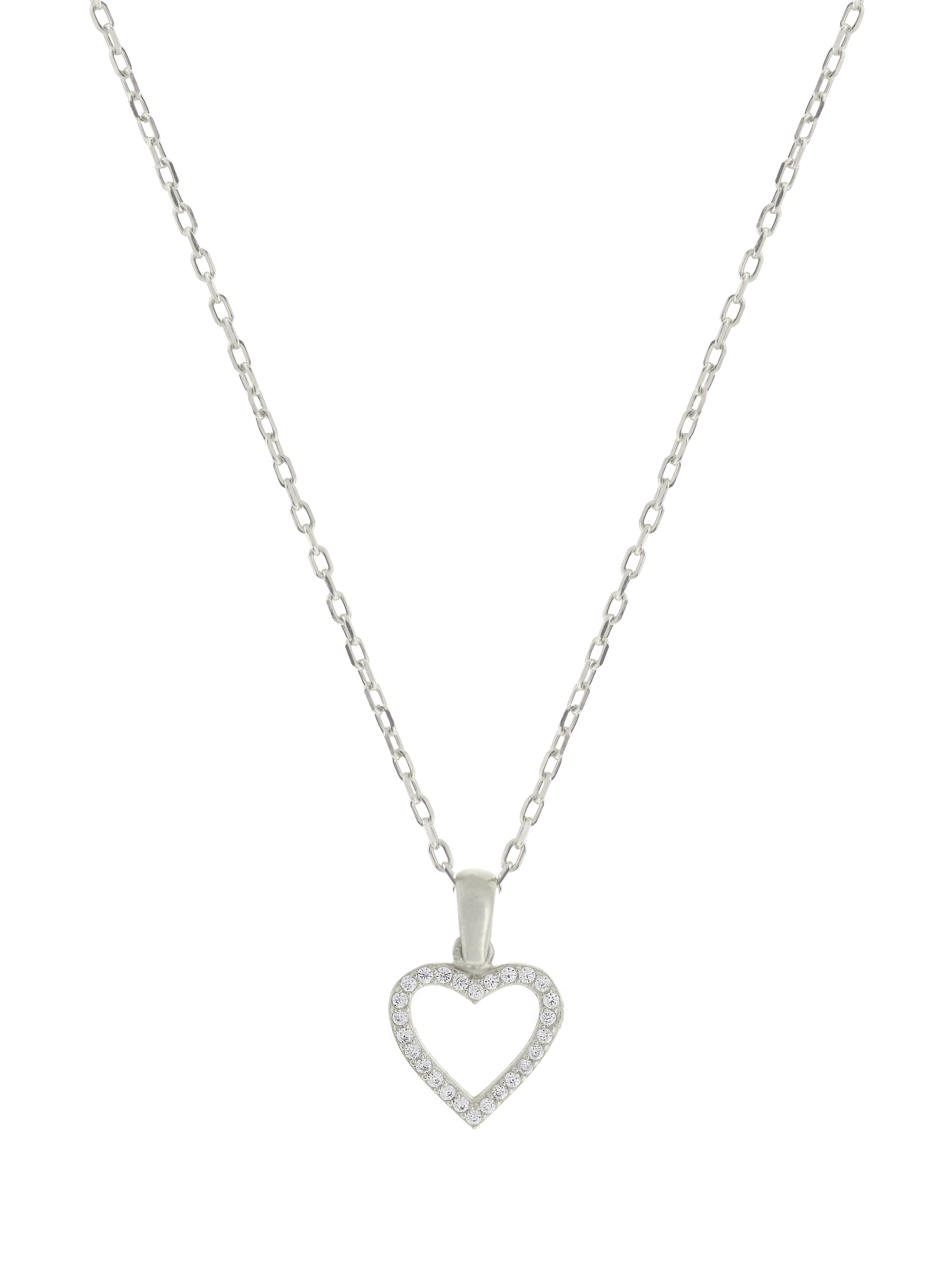 Gümüş Altın Yaldızlı Rose Renk 925 Ayar Gümüş Taşlı Kalp Kolye - www.xsilver.com.tr