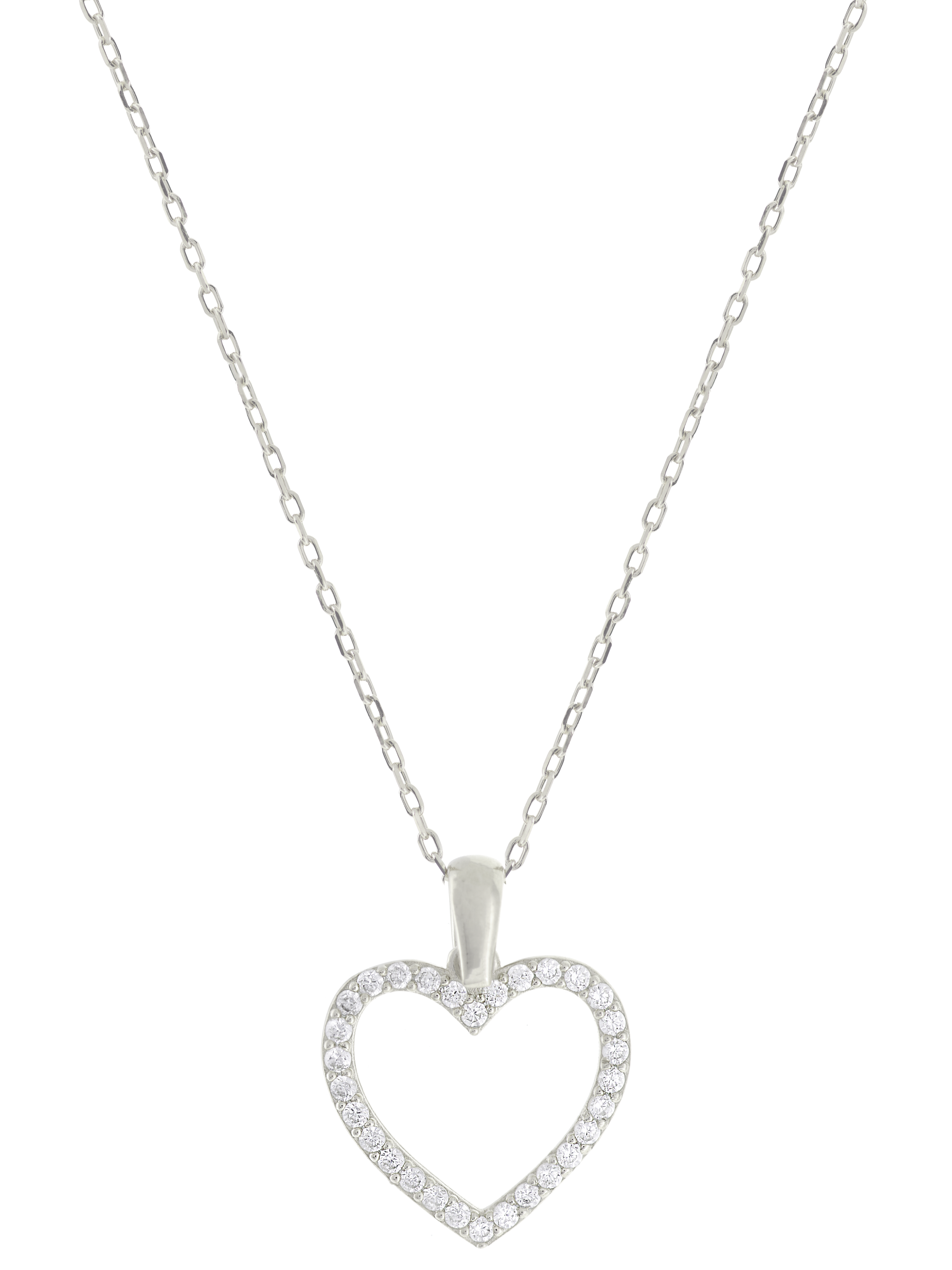 Gümüş Altın Yaldızlı Rose Renk 925 Ayar Gümüş Taşlı Kalp Kolye - www.xsilver.com.tr