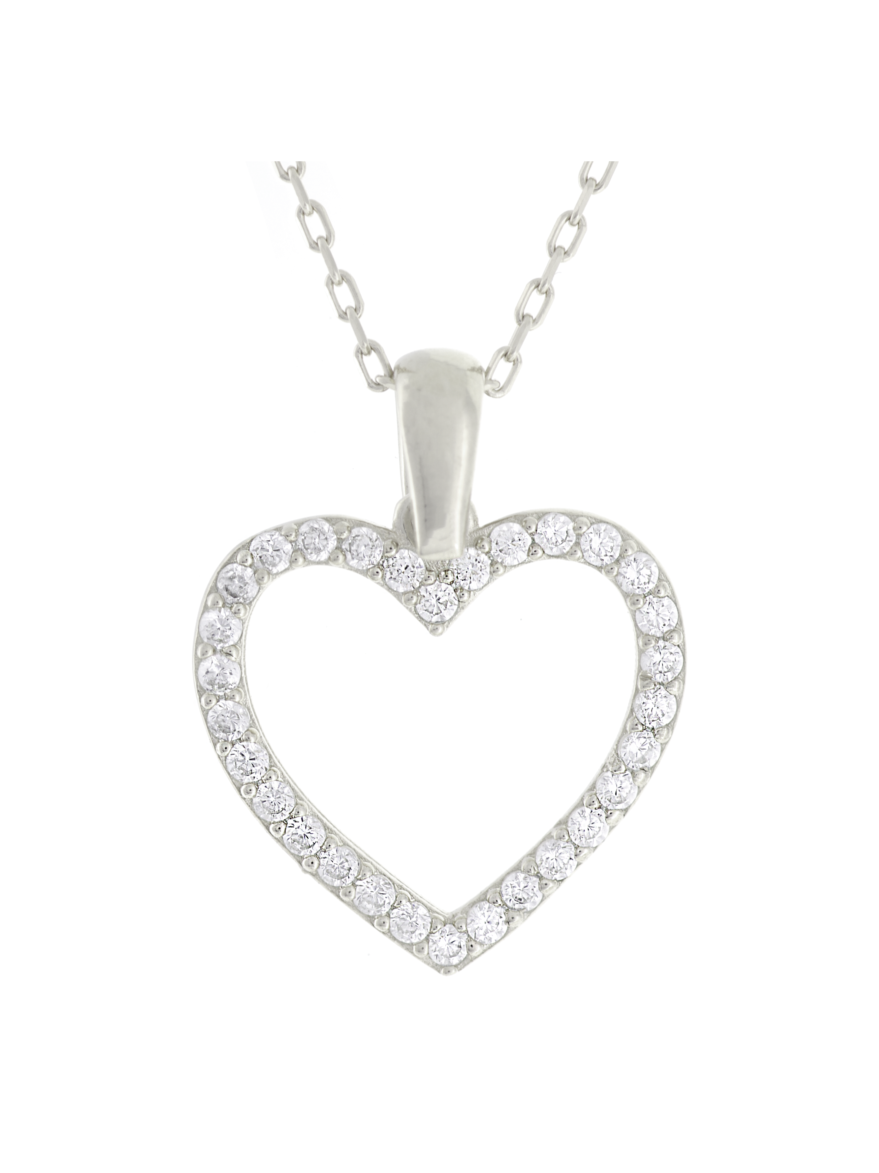 Gümüş Altın Yaldızlı Rose Renk 925 Ayar Gümüş Taşlı Kalp Kolye - www.xsilver.com.tr